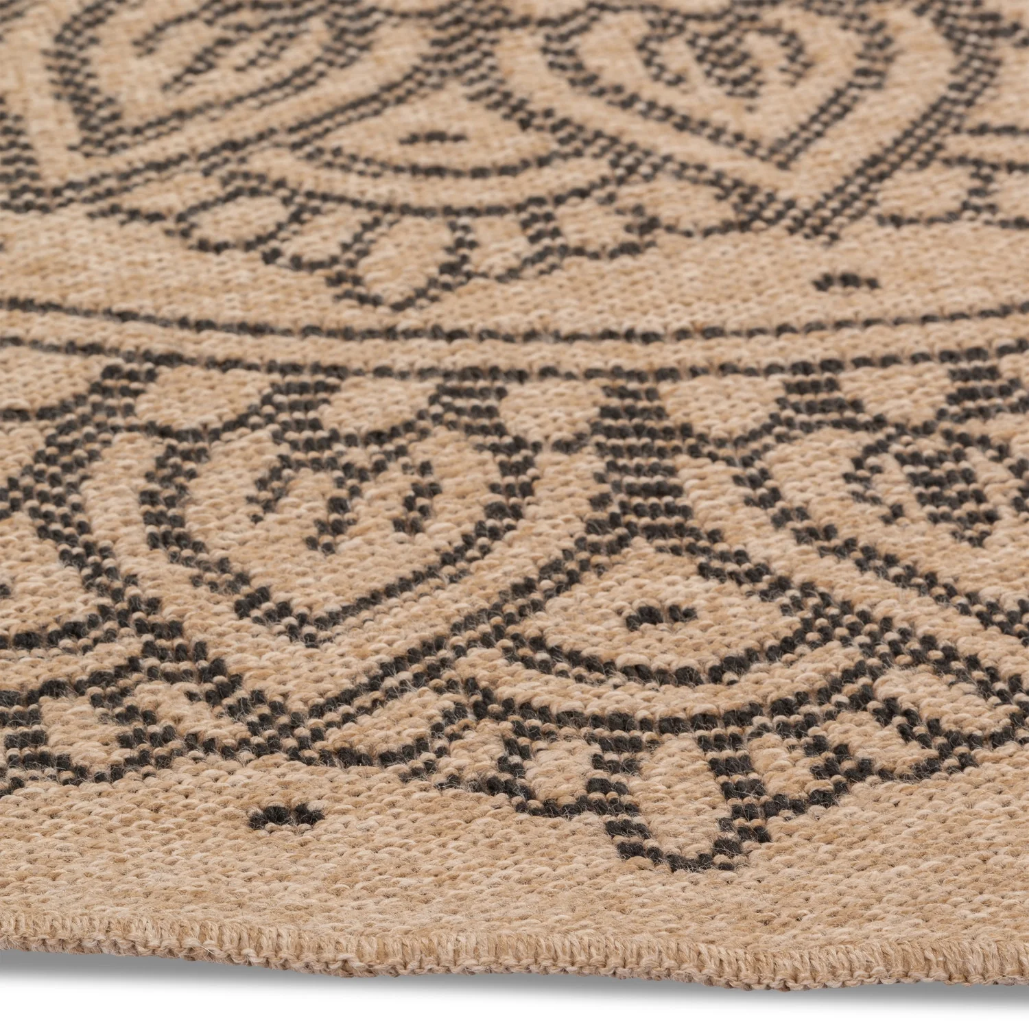 Avanos Medallion Indoor/Outdoor Rug - 6ft Round - Beige/Black - Image 3