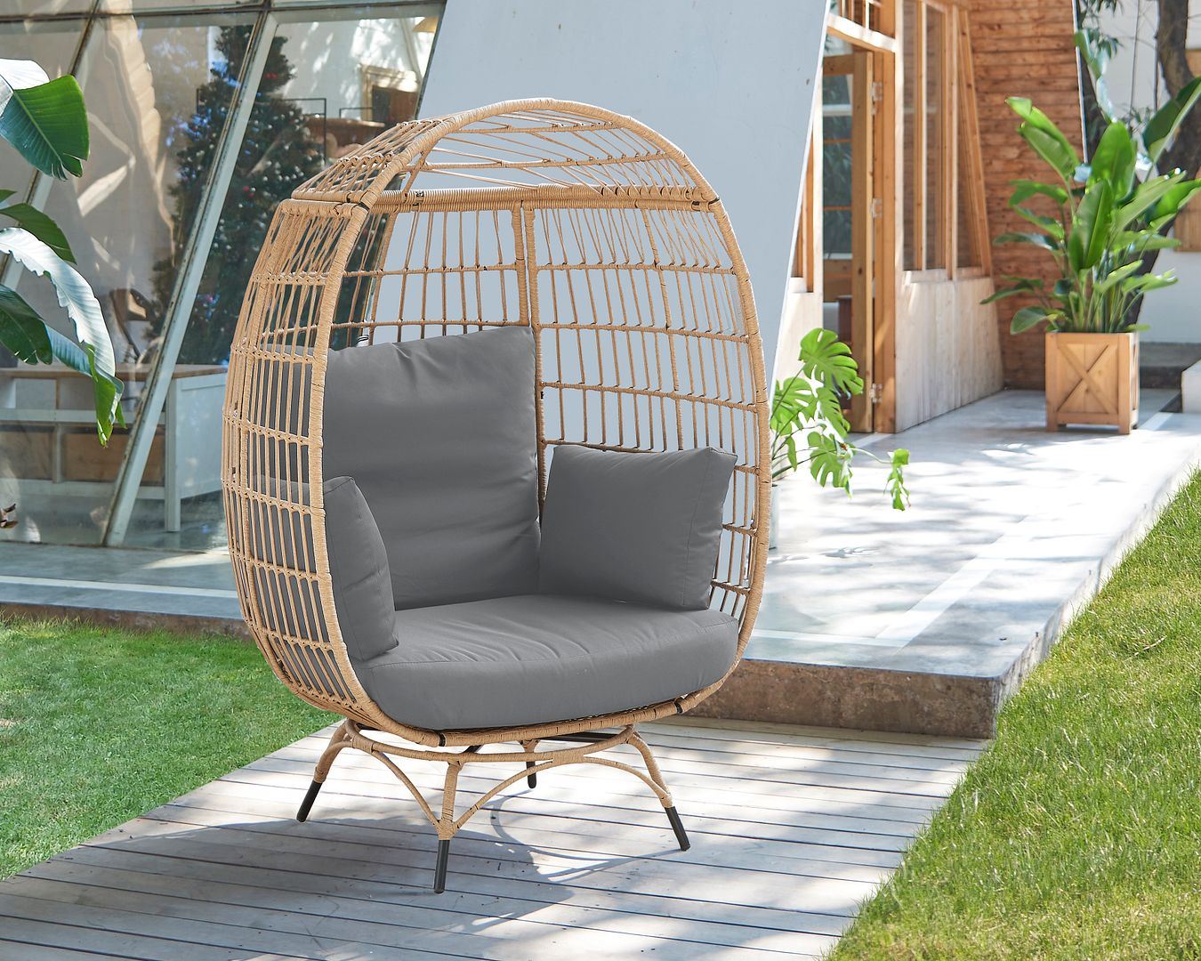 Baffin Indoor/Outdoor Egg Chair - Tan/Grey - Image 2