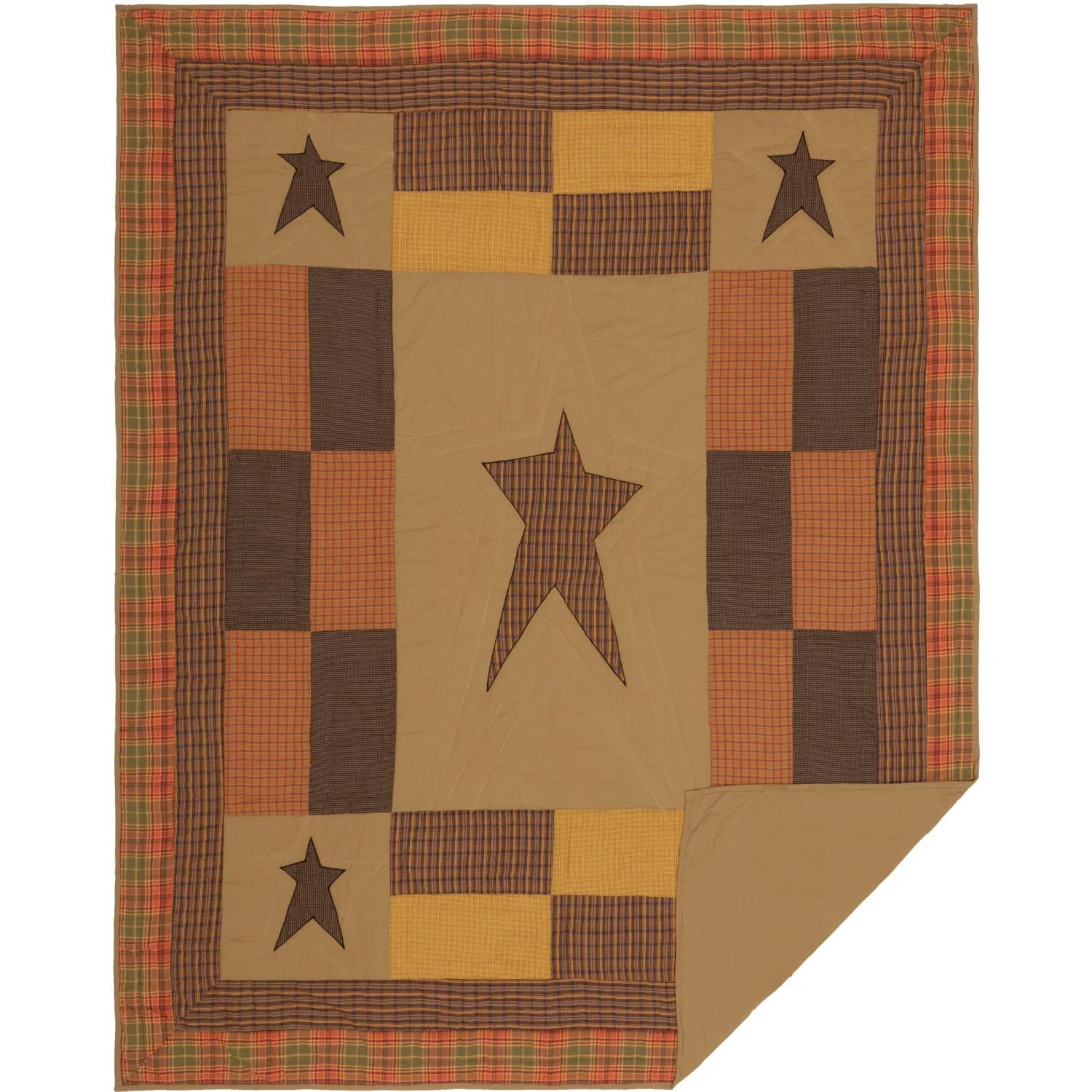 Ballard Twin Quilt - Dark Khaki/Orange - Image 2