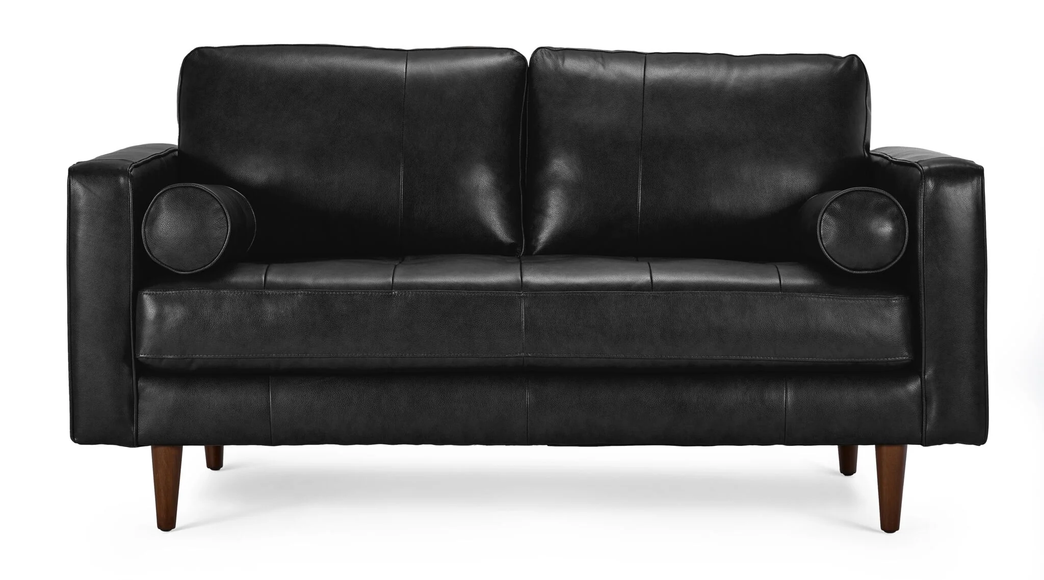 Bari Leather Loveseat - Black - Image 2