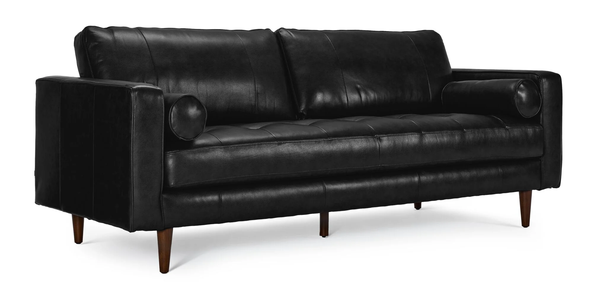 Bari Leather Sofa and Chair Set - Black - Image 2