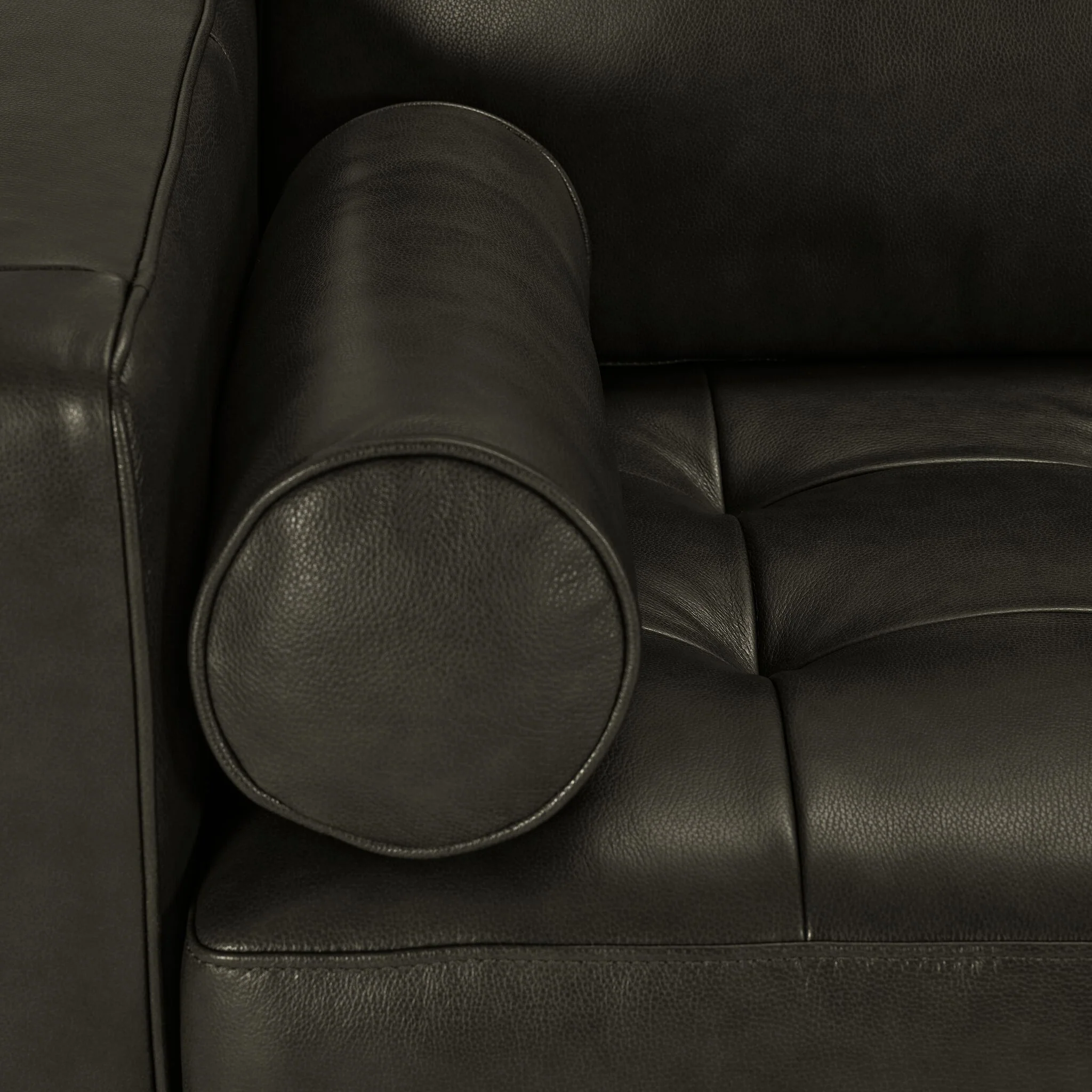Bari Leather Sofa and Loveseat Set - Charcoal - Image 4