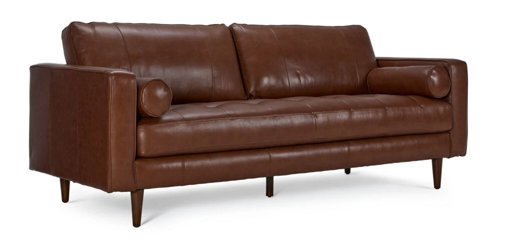 Bari Leather Sofa and Loveseat Set - Cobblestone - Image 2