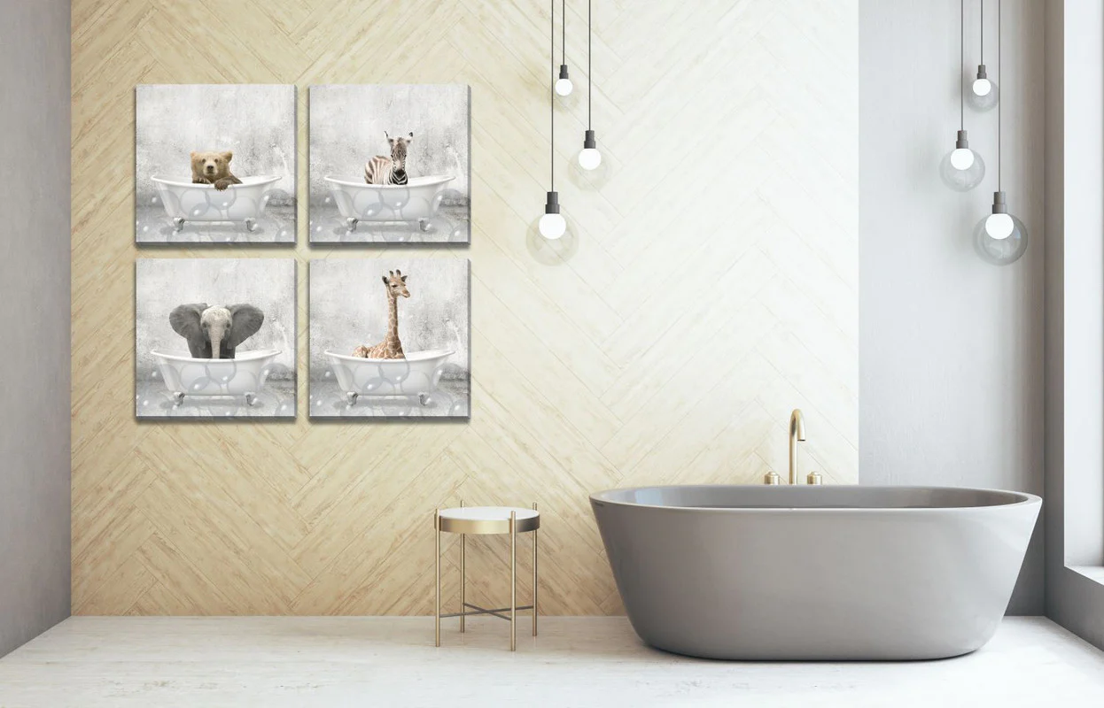 Bathtime Friends III Wall Art - Light Brown/White - 18 X 18 - Image 2