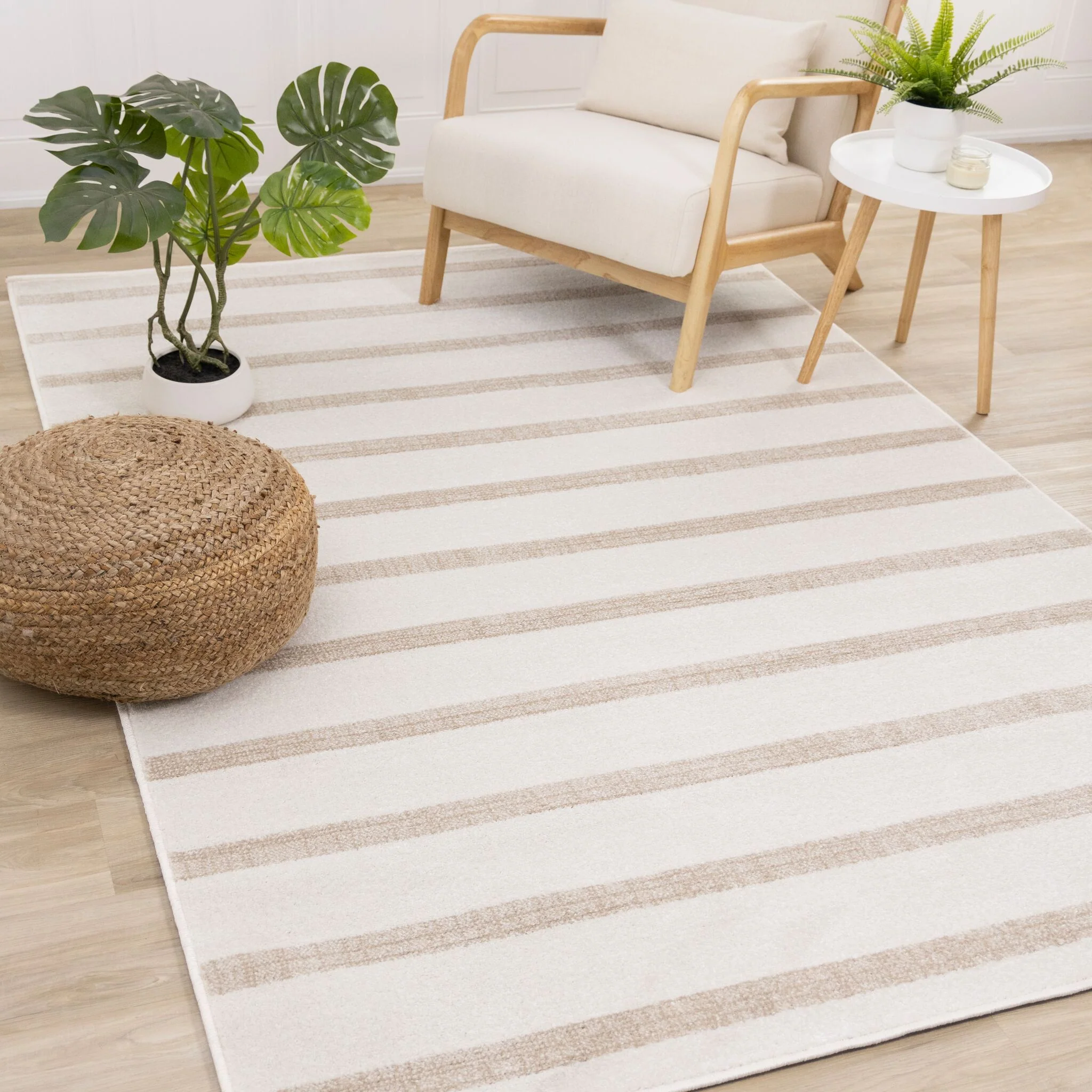 Beachwood Stripes 5'3" x 7'7" Striped Area Rug - Cream - Image 2