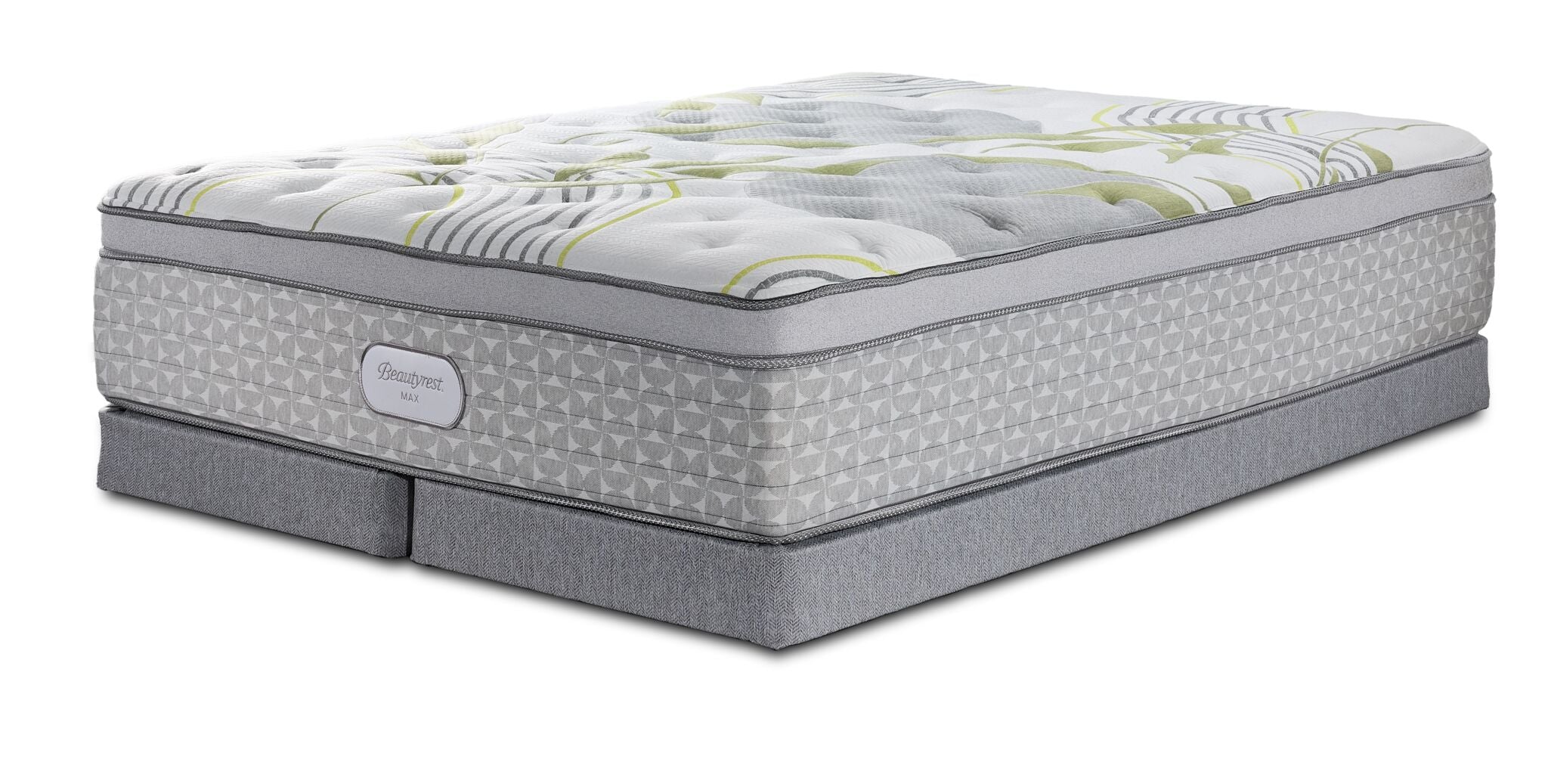 Beautyrest Max Glow Euro Top Medium King Mattress and Low Profile Split Boxspring Set