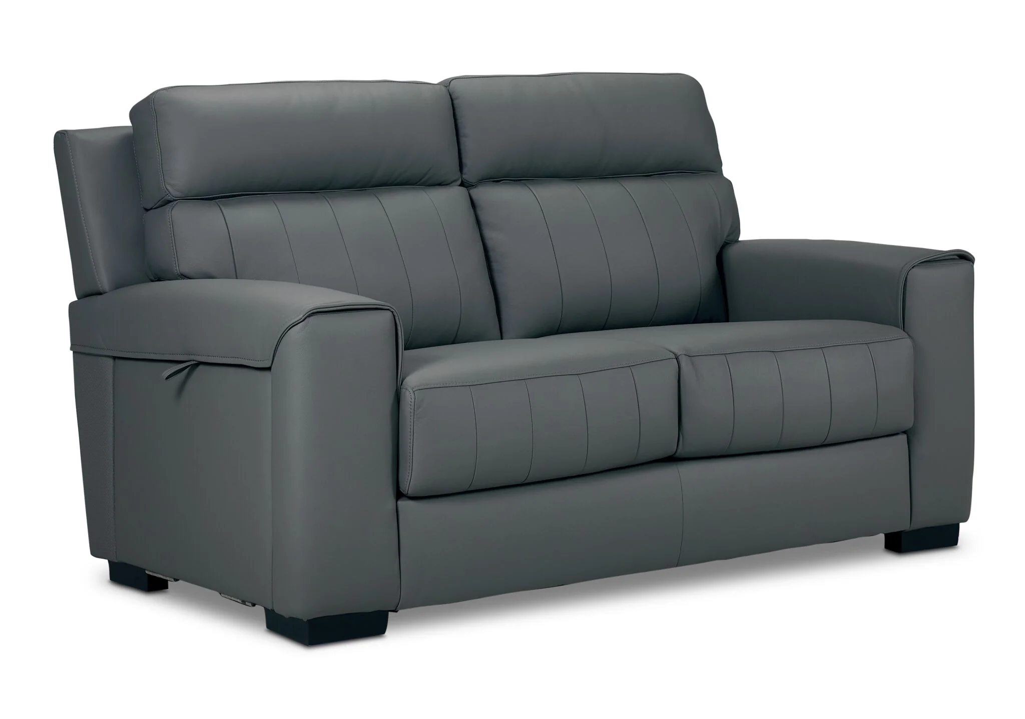 Benevento Leather Sofa and Loveseat Set - Steel - Image 3