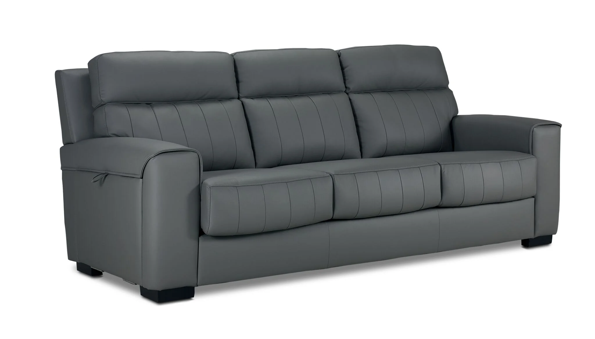 Benevento Leather Sofa, Loveseat and Chair Set - Steel - Image 2