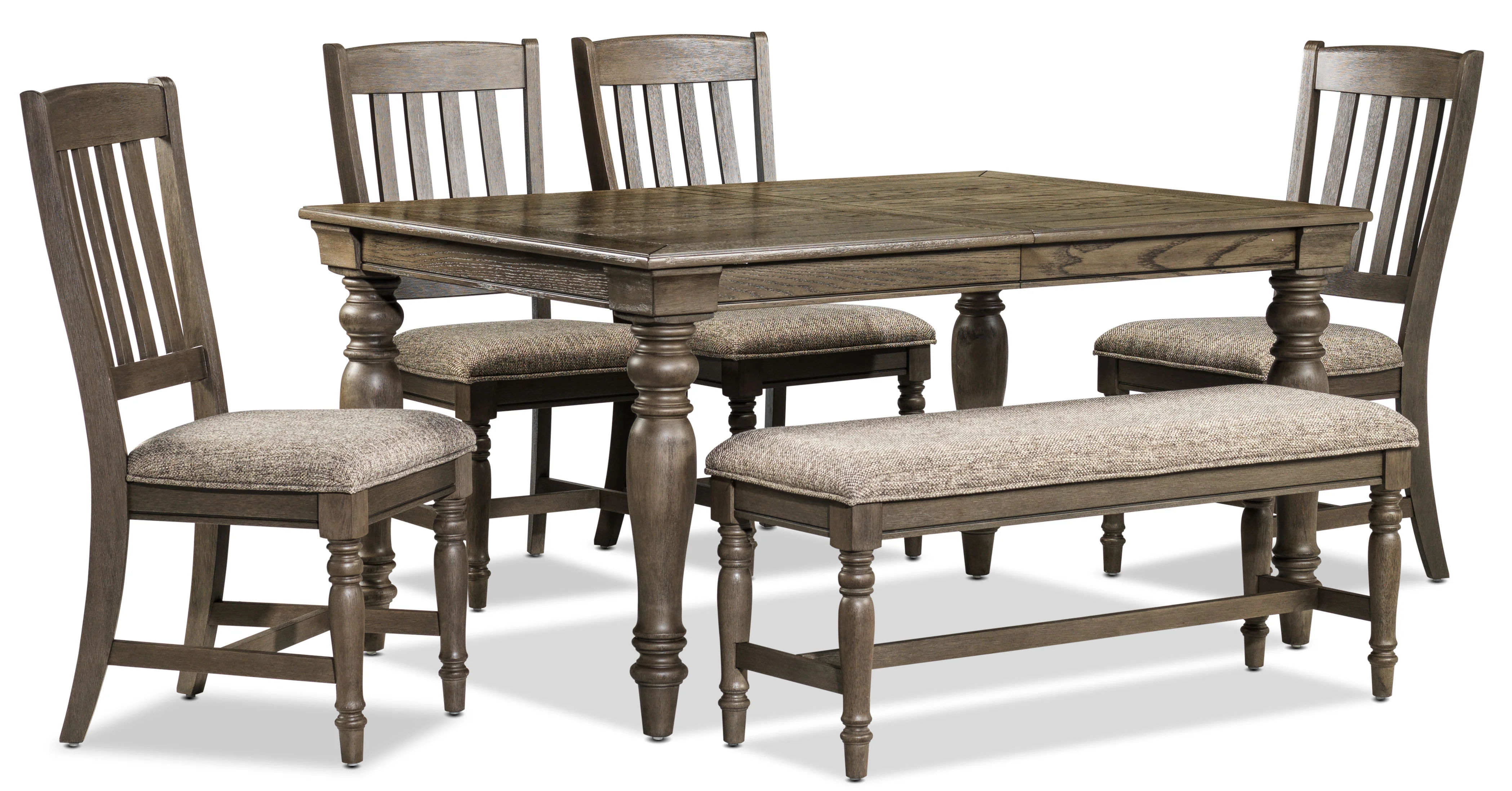 Bilboa 6-Piece Extendable Dining Set with Bench - Roasted Oak - Image 5