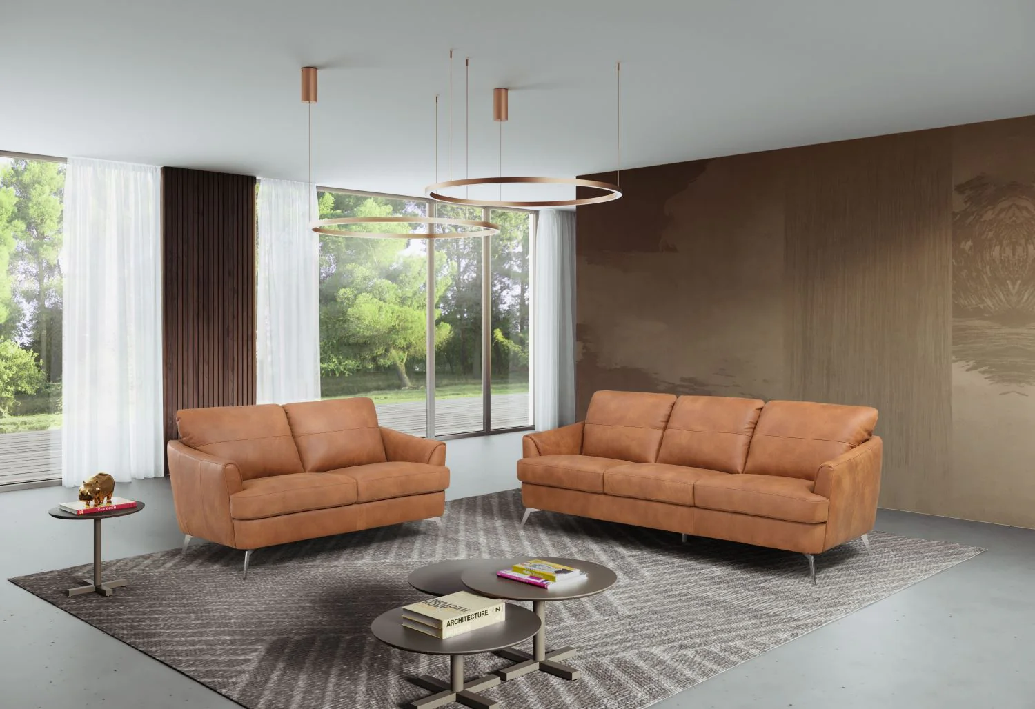 Bontadini Italian Leather Loveseat - Cappuccino - Image 2