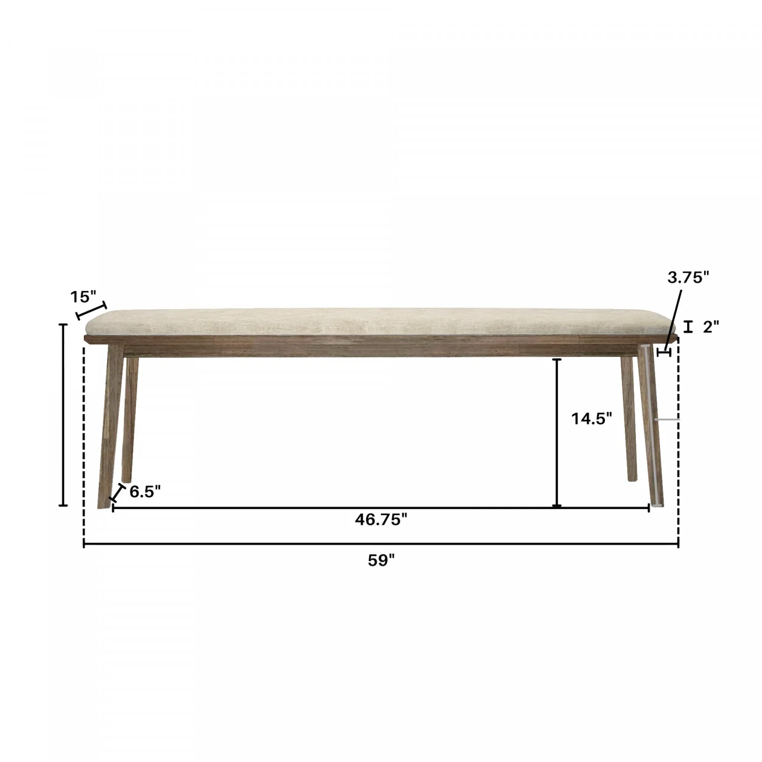 Borgrad 59" Bench - Sand - Image 2