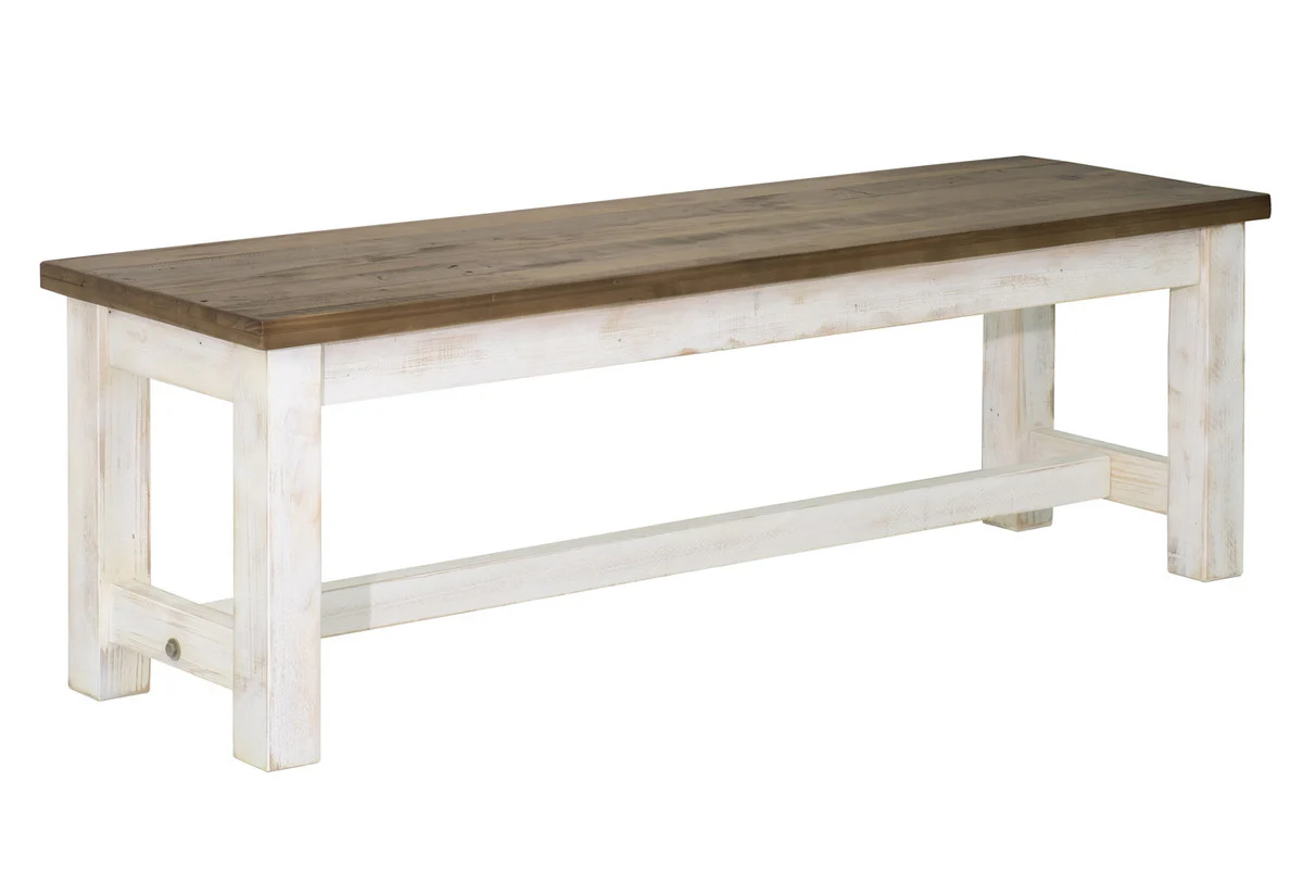 Borsgade Reclaimed Pine Bench - Antique White/Rustic Natural - Image 5
