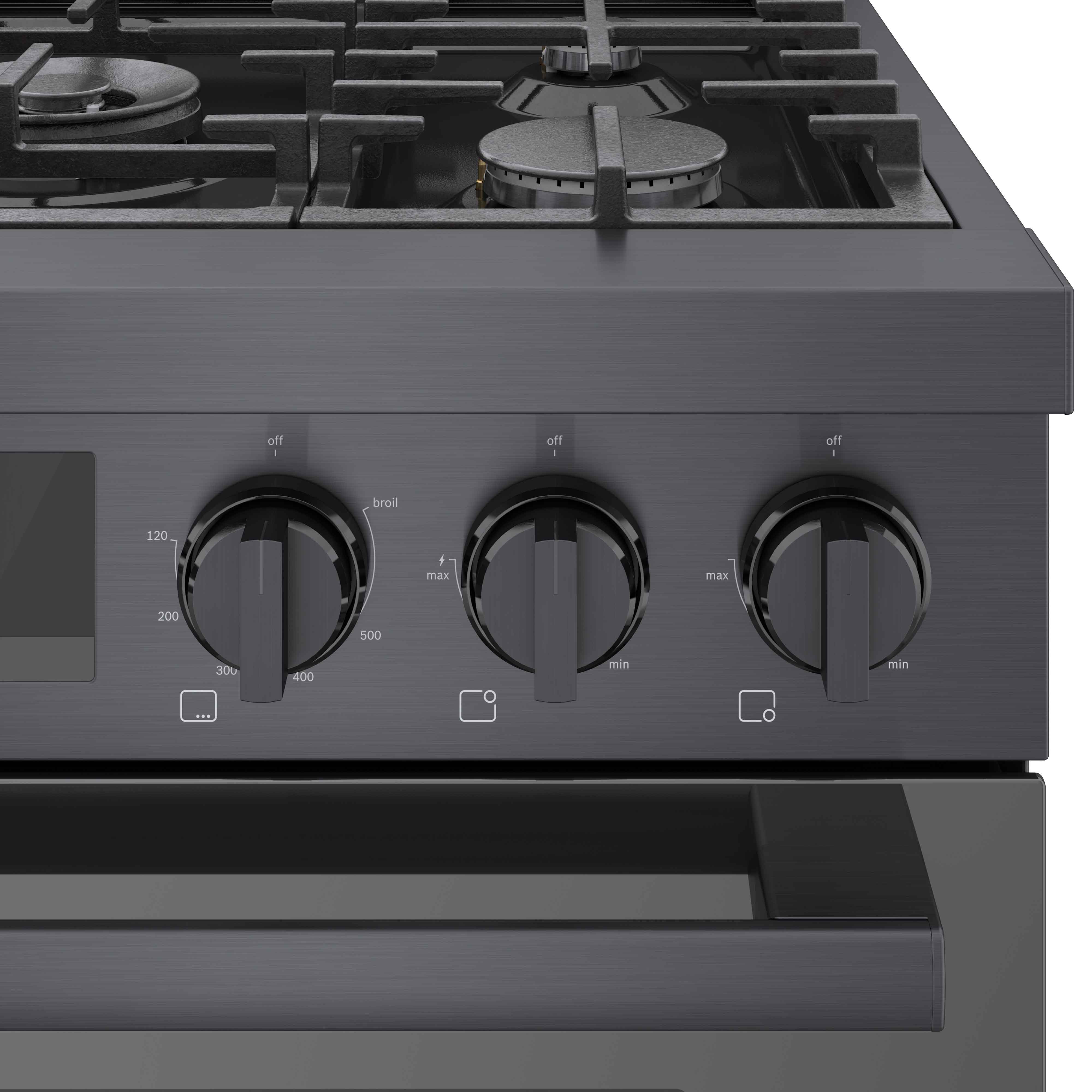 Bosch 30" Industrial Style Gas Range Black Stainless Steel - HGS8045UC - Image 5