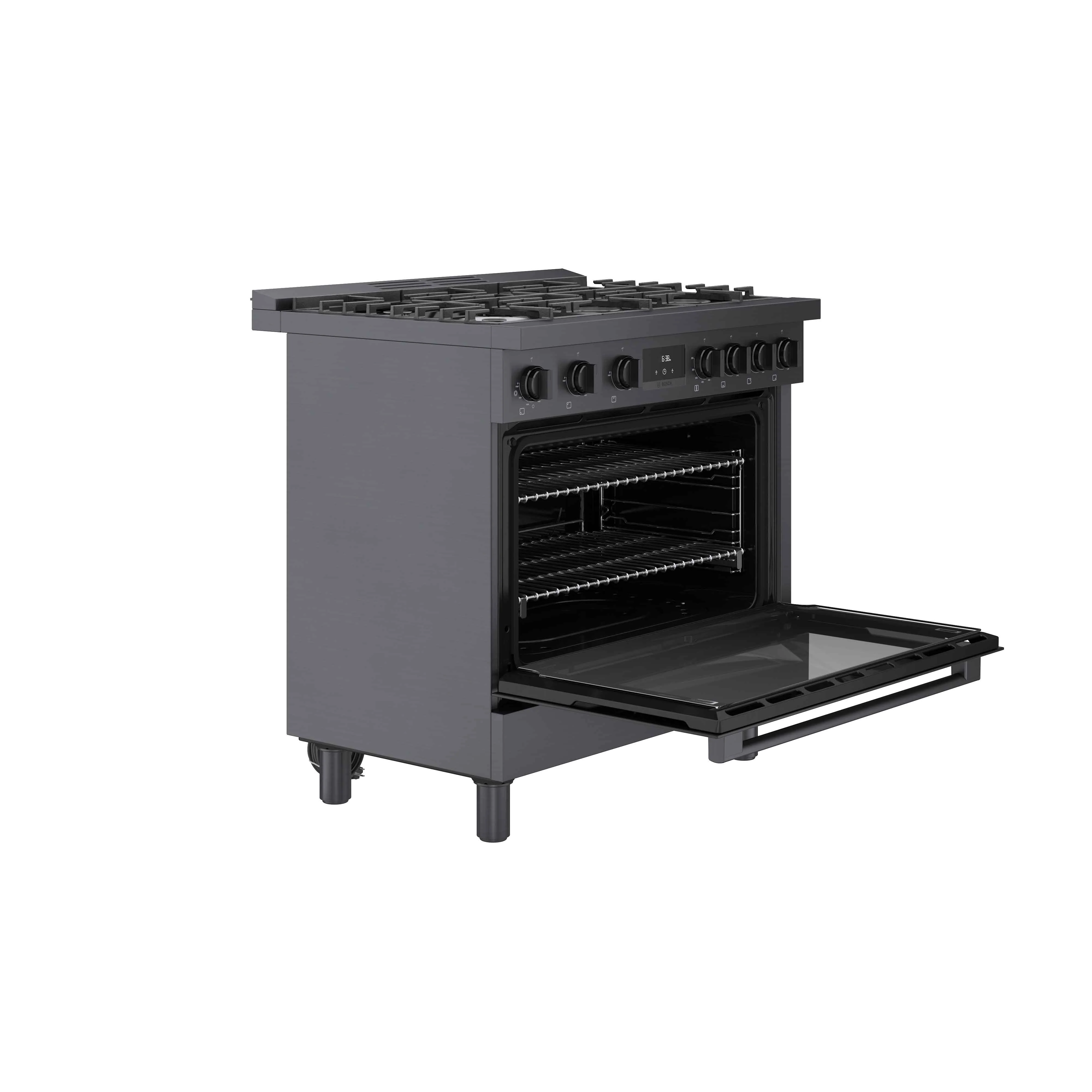 Bosch 36" Industrial Style Gas Range Black Stainless Steel - HGS8645UC - Image 10