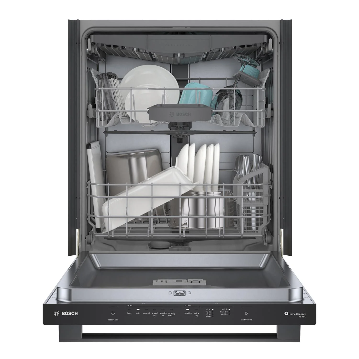 Bosch Black Stainless Steel Anti Fingerprint 24" Smart Dishwasher with Home Connect, Third Rack - SHX5AEM4N - Image 7