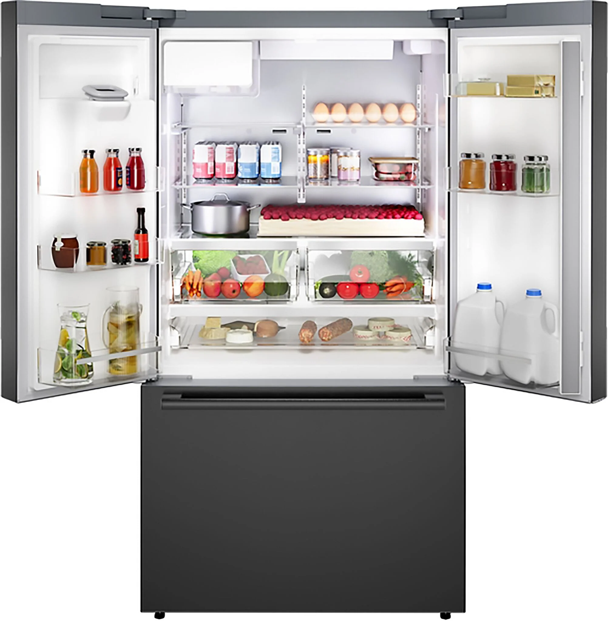 Bosch 500 Series 36" 26 Cu. Ft. Fingerprint Resistant Brushed Black Steel French Door Refrigerator - B36FD52SNB - Image 2