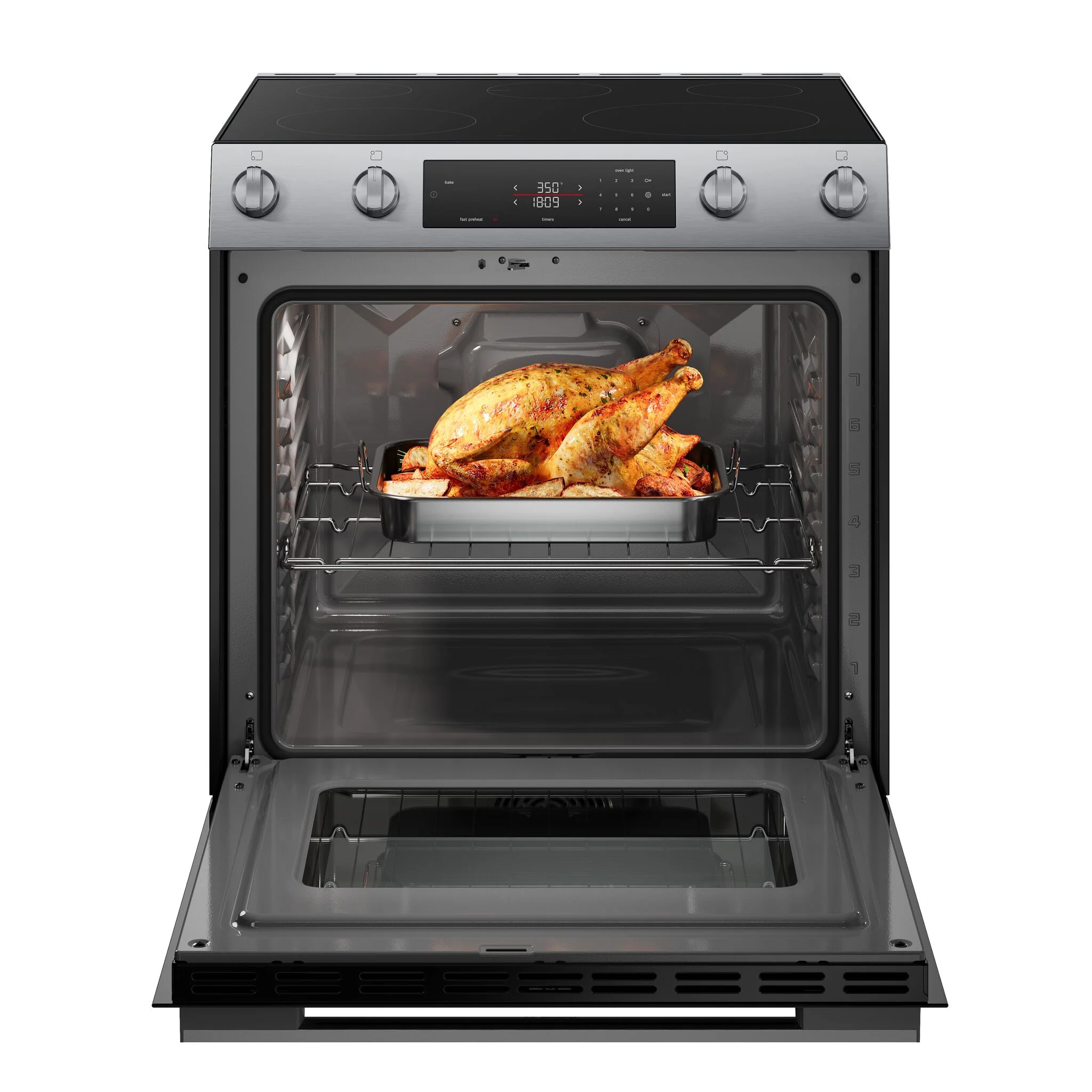 Bosch Stainless Steel 100 Series Slide-In Electric Range (5.8 Cu. Ft) - HEF1050MC - Image 2