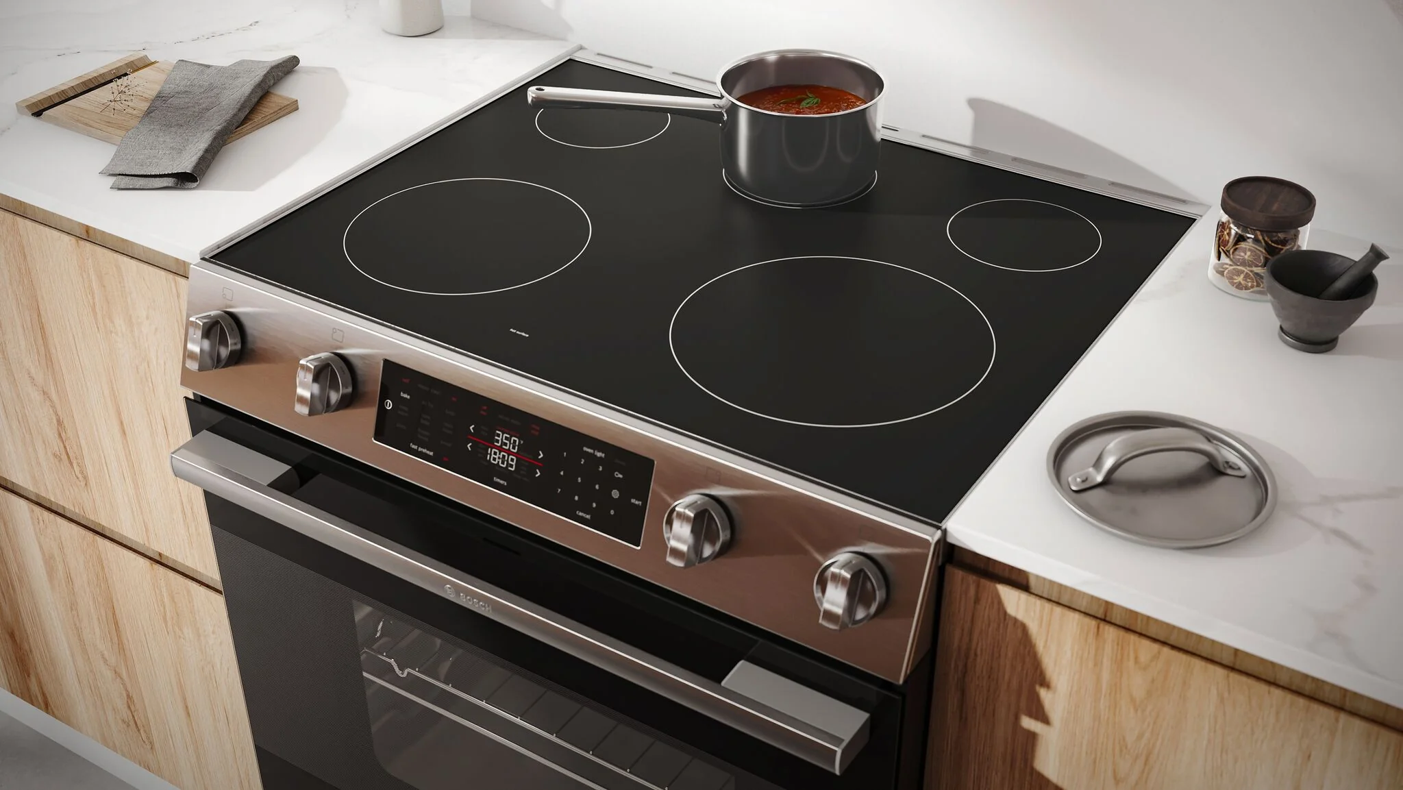 Bosch Stainless Steel 100 Series Slide-In Electric Range (5.8 Cu. Ft) - HEF1050MC - Image 5
