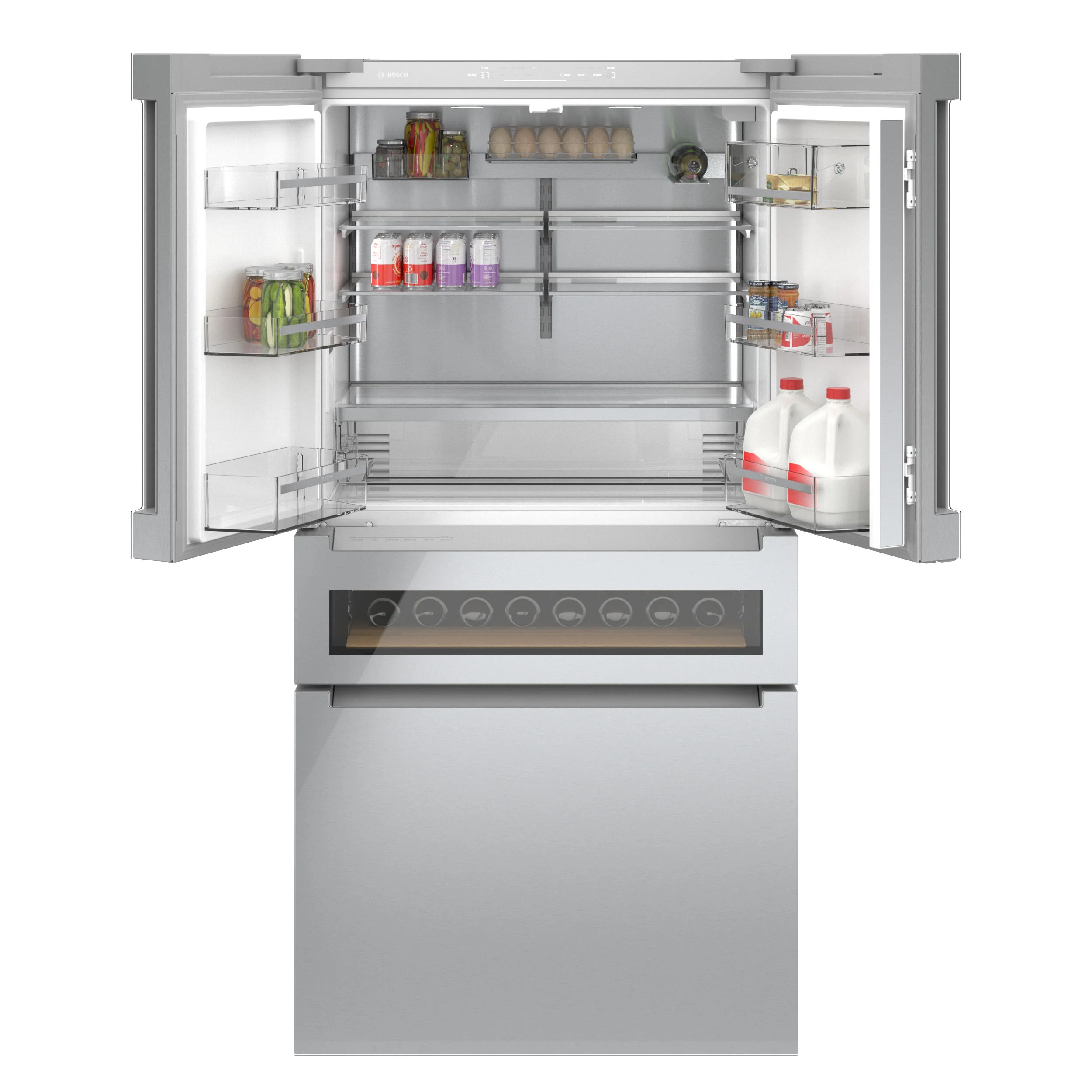 Bosch 36" 21.2 Cu. Ft. Stainless Steel Counter-Depth French Door Refrigerator with Wine Drawer - B36CL81ENG - Image 2