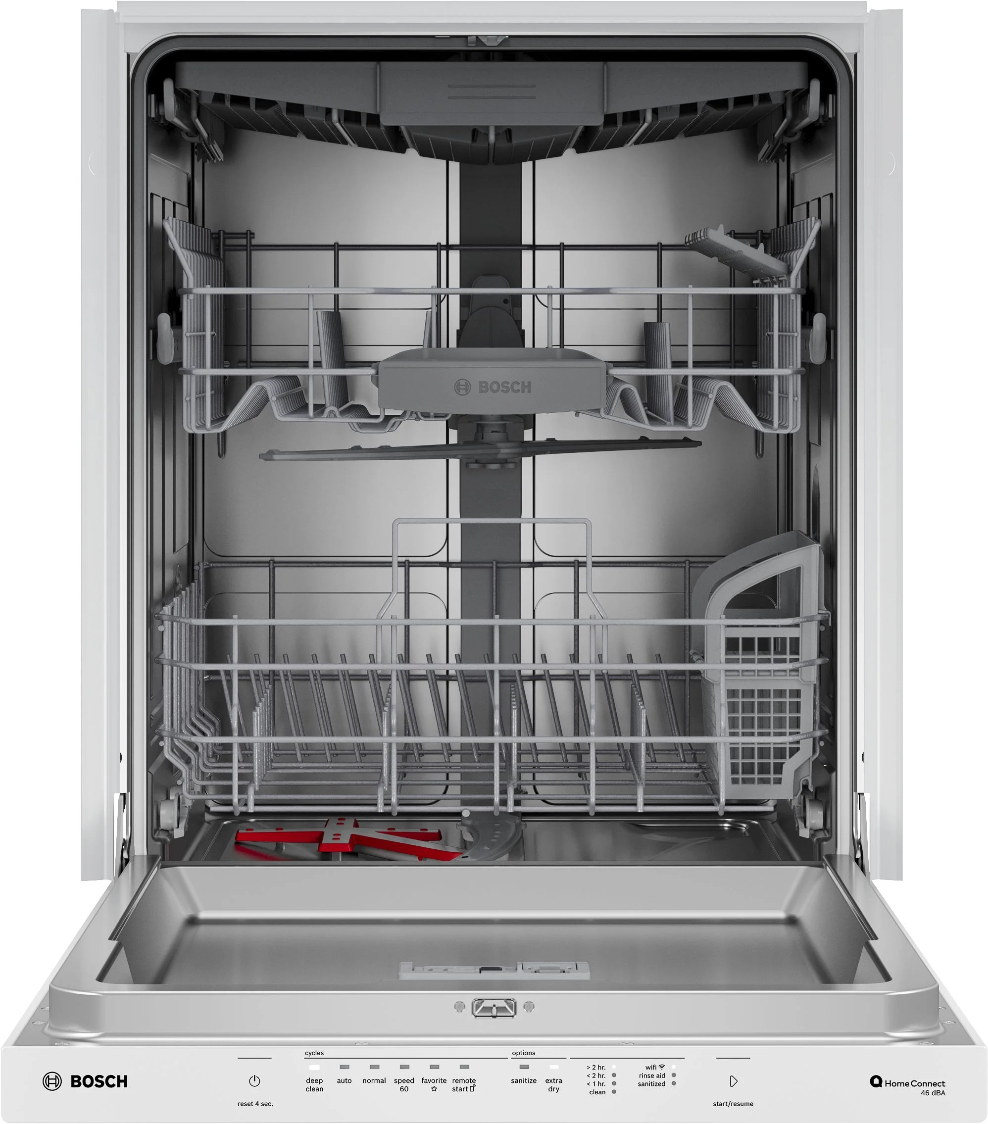 Bosch White 300 Series 24" Dishwasher with Pocket Handle - SHP53EM2N - Image 4