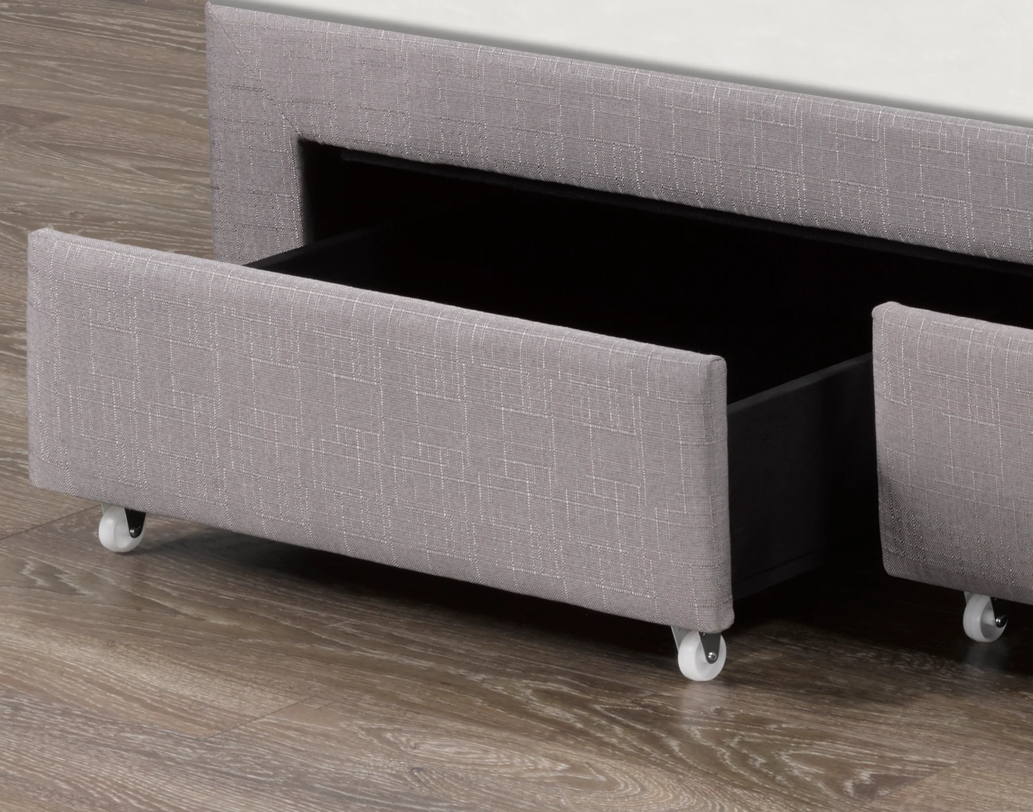 Brent Queen Platform Bed Base With Drawers- Grey - Image 3