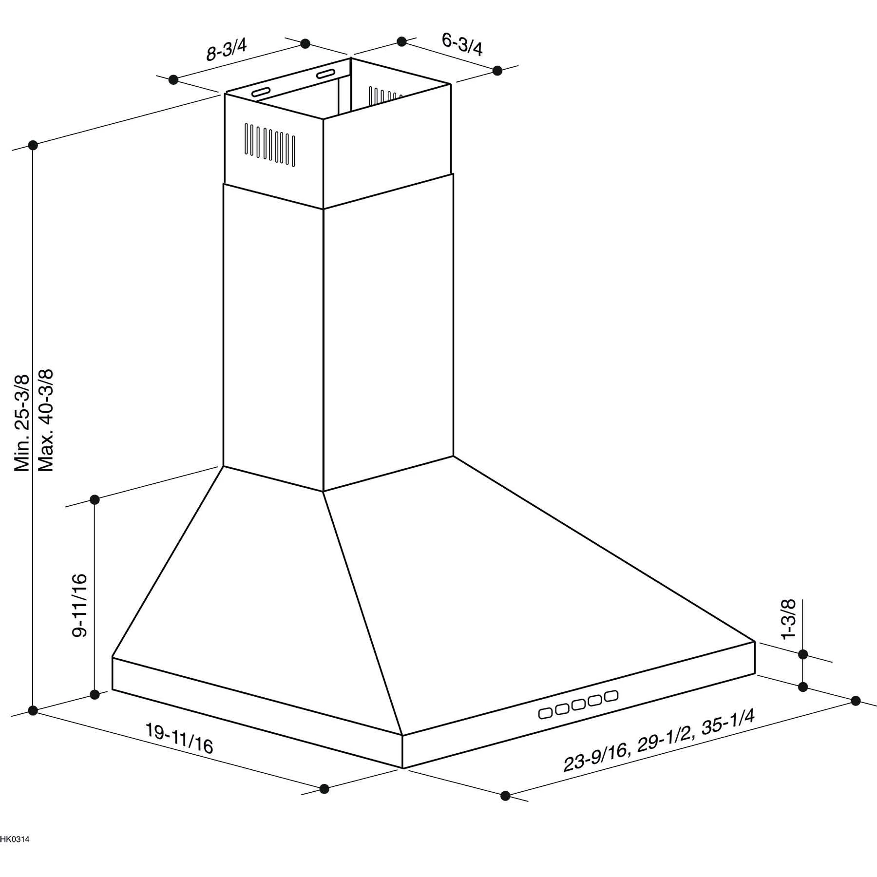 Broan Stainless Steel 24" 450 CFM Designer Pyramidal Chimney Hood - BWP1244SS - Image 9