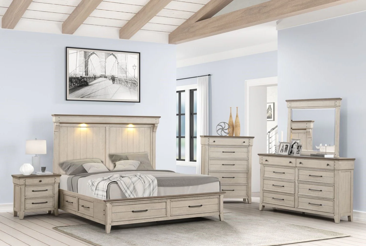 Bungalow 8 Drawer Dresser - Brown, Light Grey - Image 2
