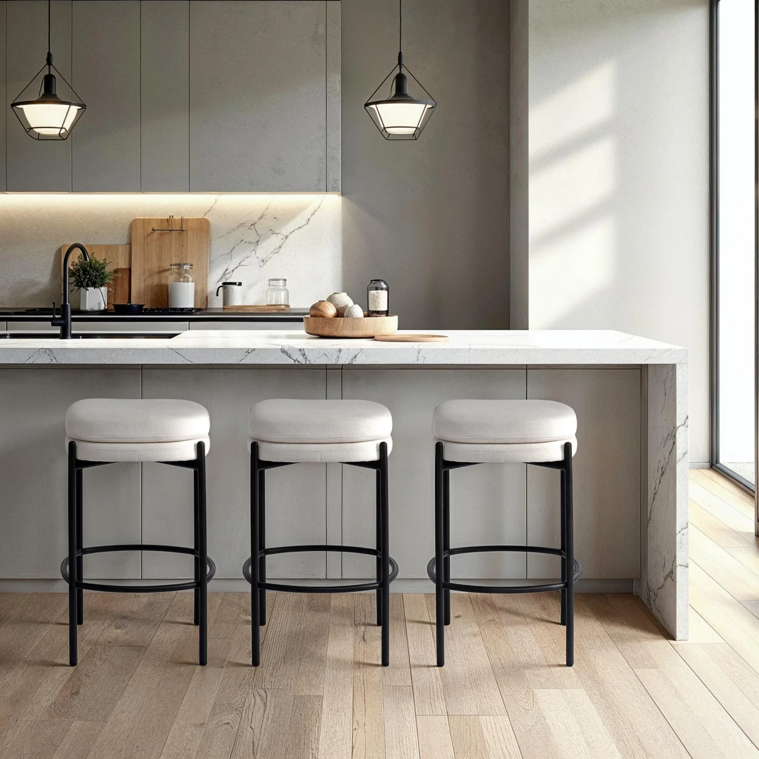 Caelen Counter Stool - Oatmeal - Set of Two - Image 2