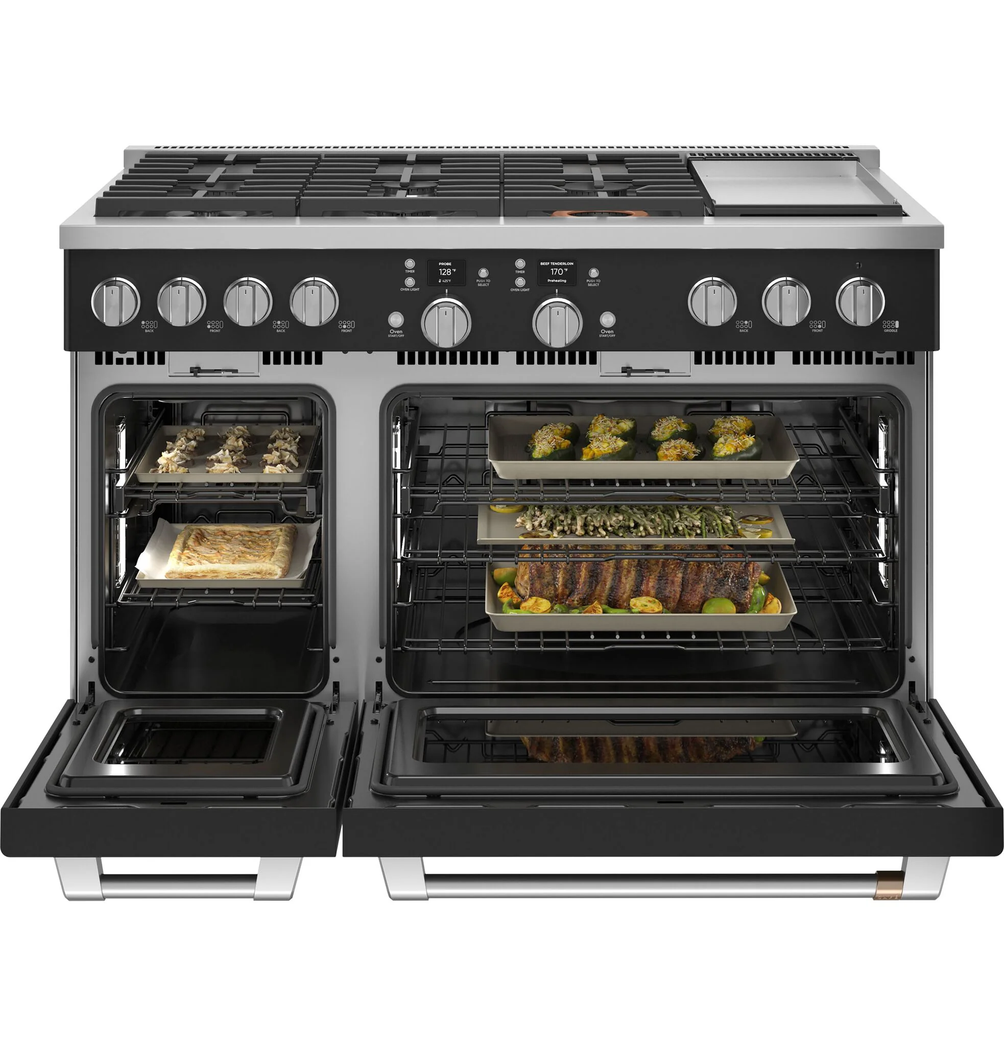 Café Black Matte Commercial-Style Smart Dual Fuel Range with No-Preheat Air Fry (8.25 Cu. Ft.) - C2Y486P3TD1 - Image 3