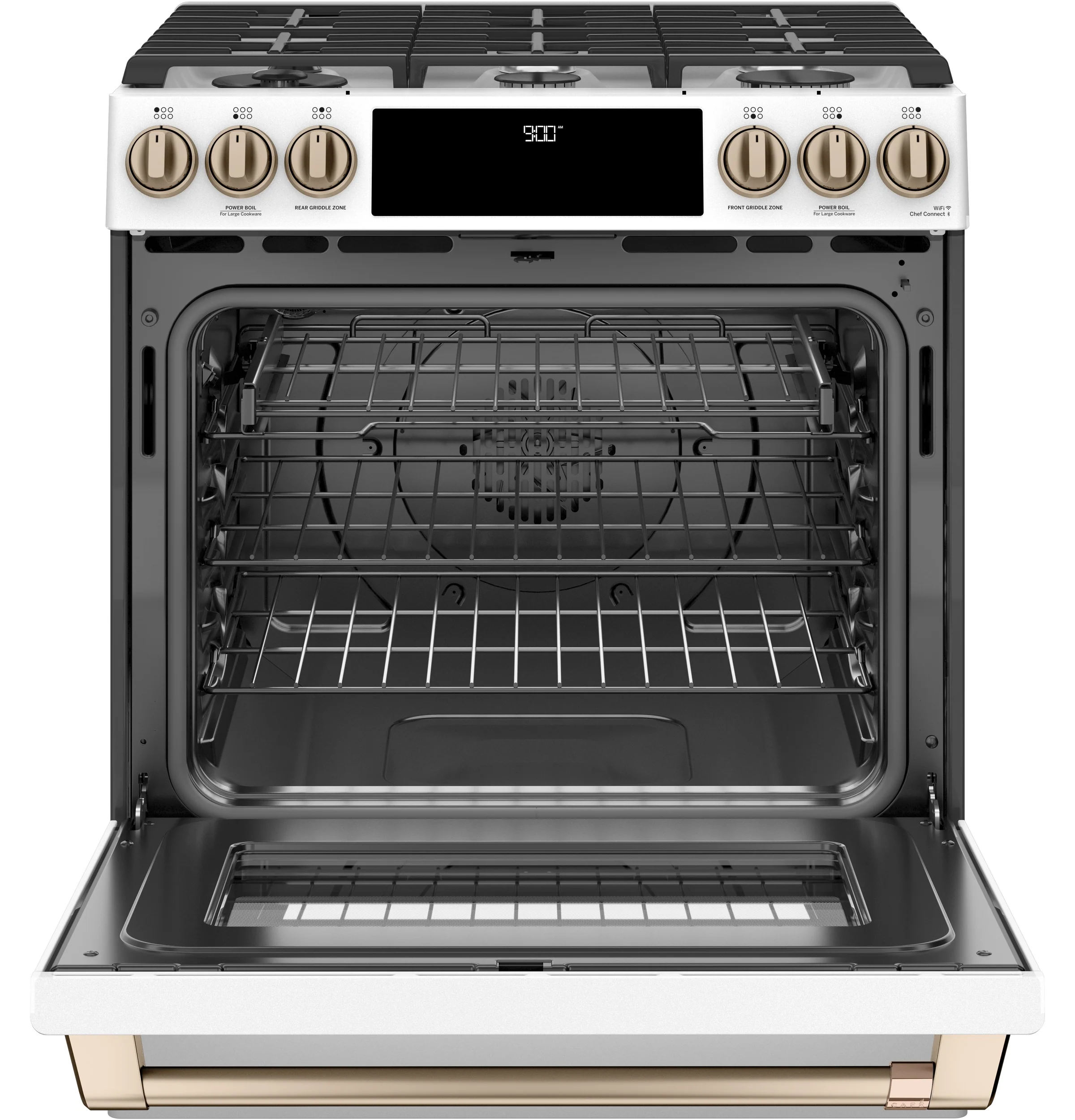 Café™ Matte White 30'' Slide-In Front Control Dual-Fuel Convection Range with Air Fry and Warming Drawer (5.7 Cu.Ft) - CC2S900P4MW2 - Image 3
