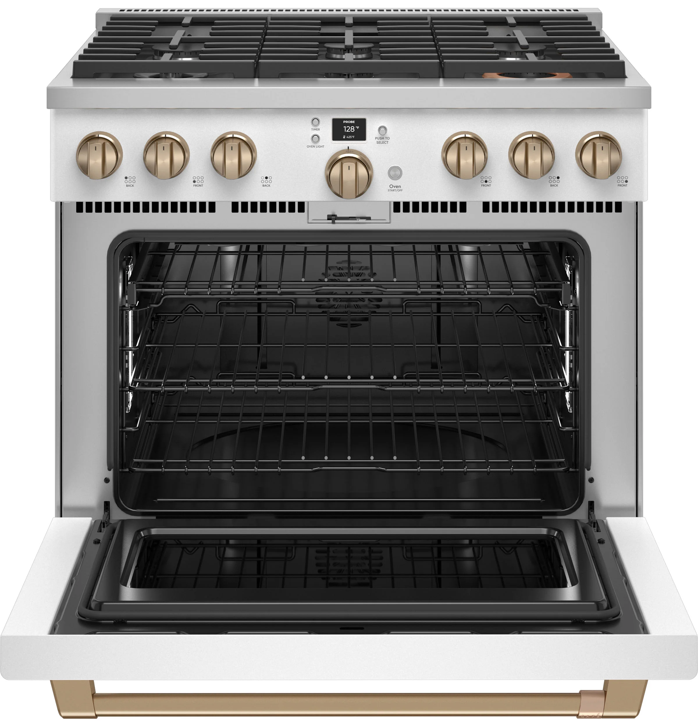 Café Matte White 36" Commercial-Style 6-Burner Dual-Fuel Smart Range with Air Fry (5.75 Cu.Ft) - C2Y366P4TW2 - Image 3