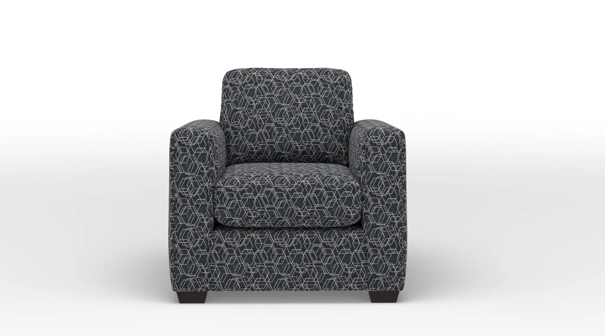 Caleb Accent Chair - Boxes Dark Blue - Image 2
