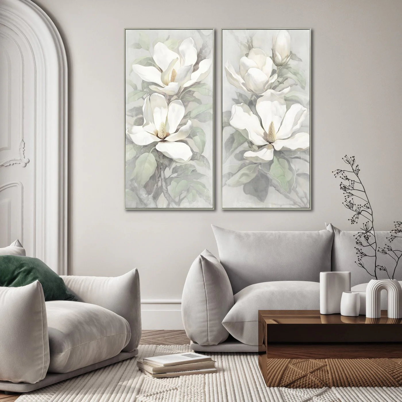 Calming Magnolia I Art  - White/Grey - 48 X 24 - Image 2