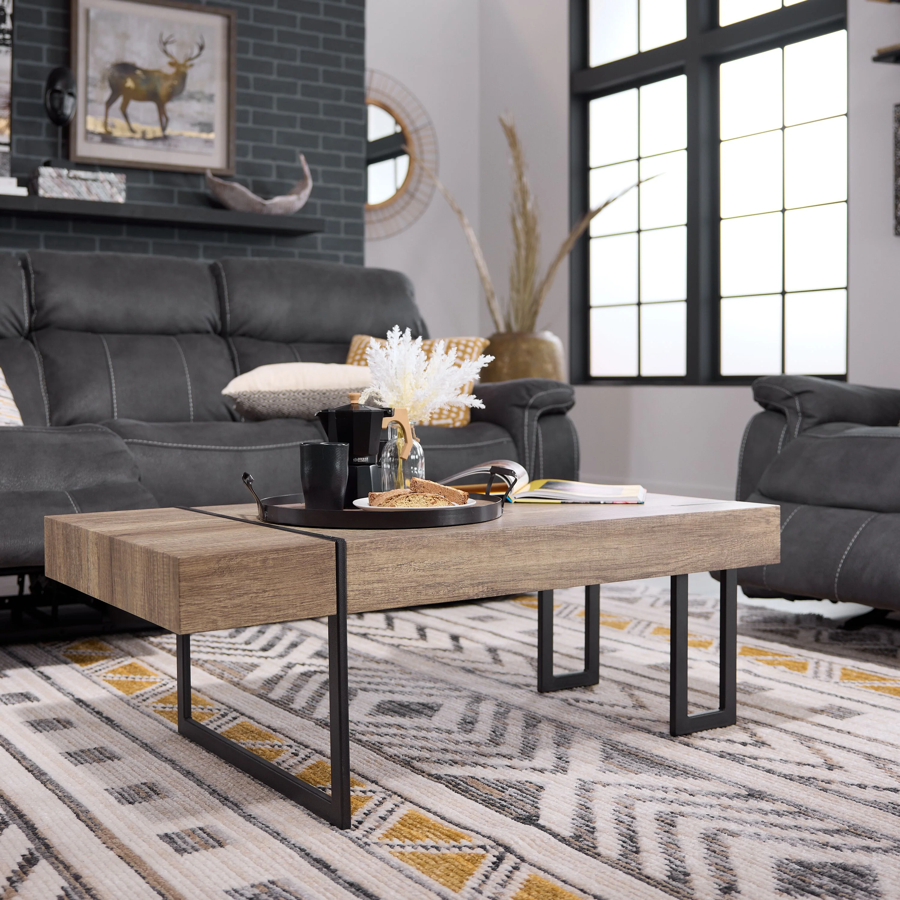 Calvin 43" Coffee Table - Beige - Image 3