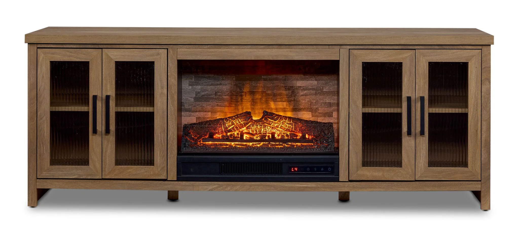 Cambridge 66" Fireplace TV Stand - Natural Oak - Image 3