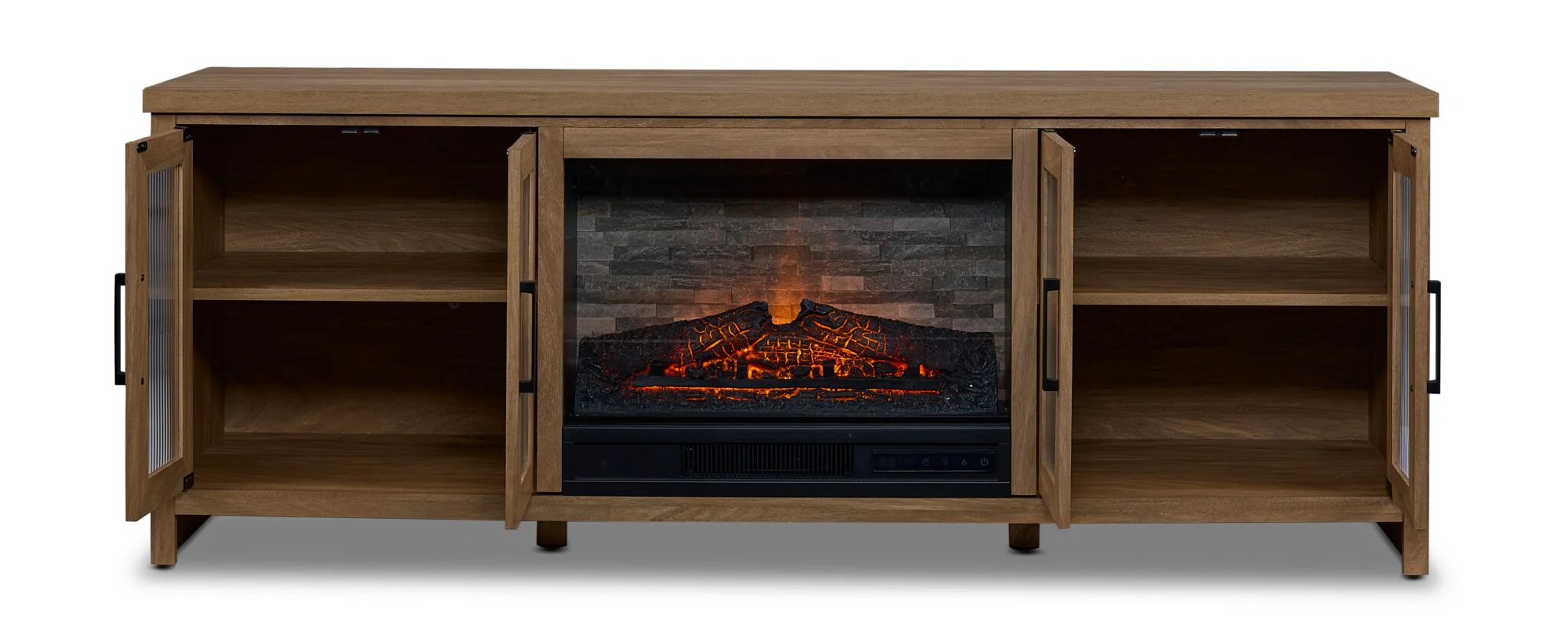 Cambridge 66" Fireplace TV Stand - Natural Oak - Image 4