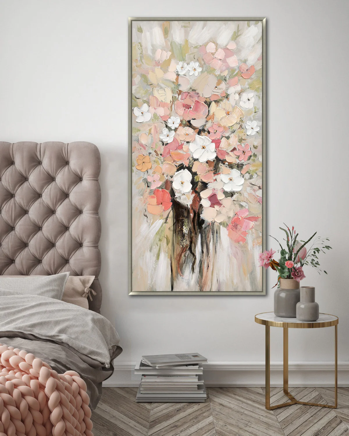 Canvas Bouquet Wall Art - Pink/Natural - 28 x 56 - Image 2