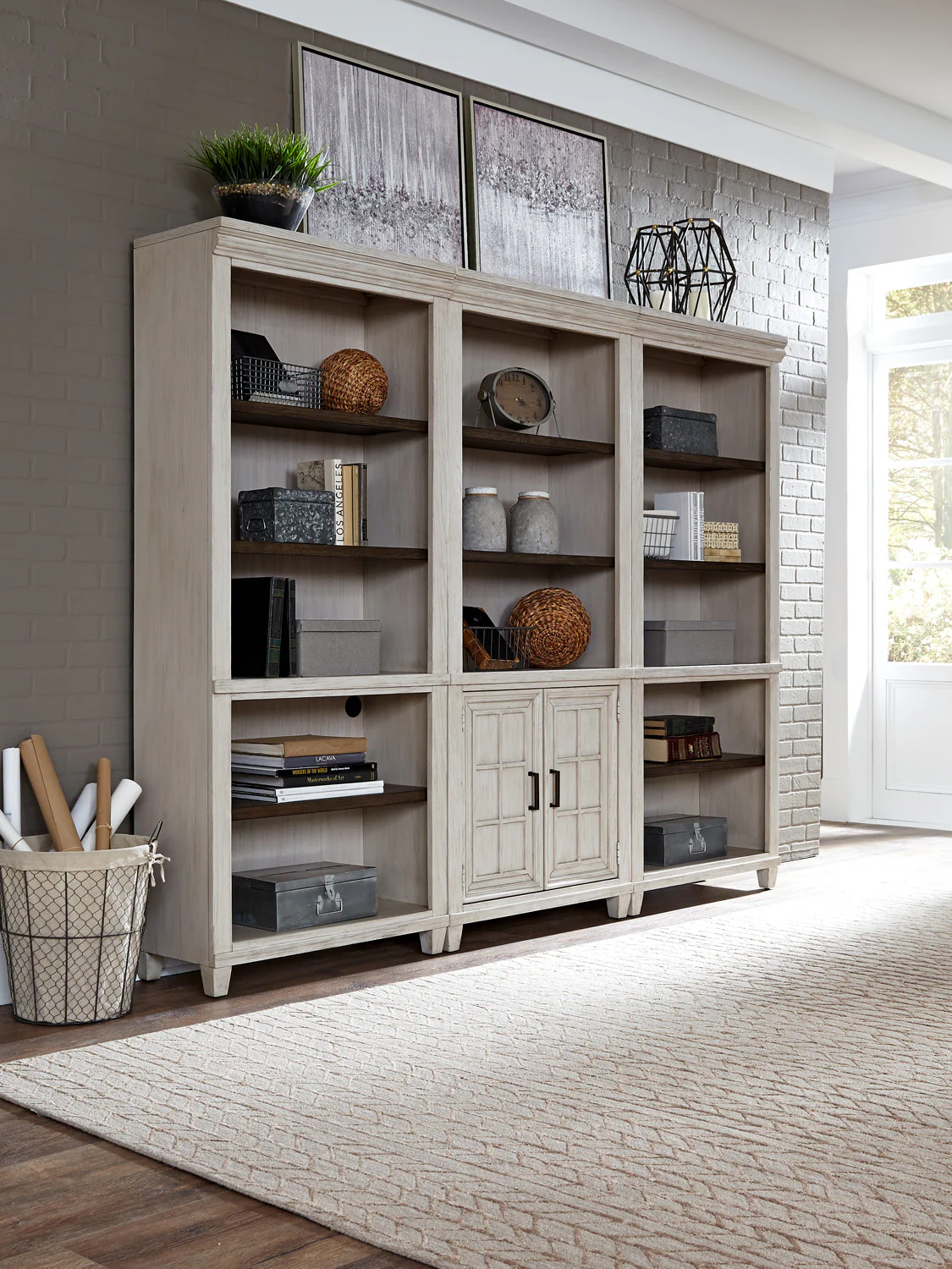 Caraway 2-Door Bookcase - Aged Ivory - Image 2