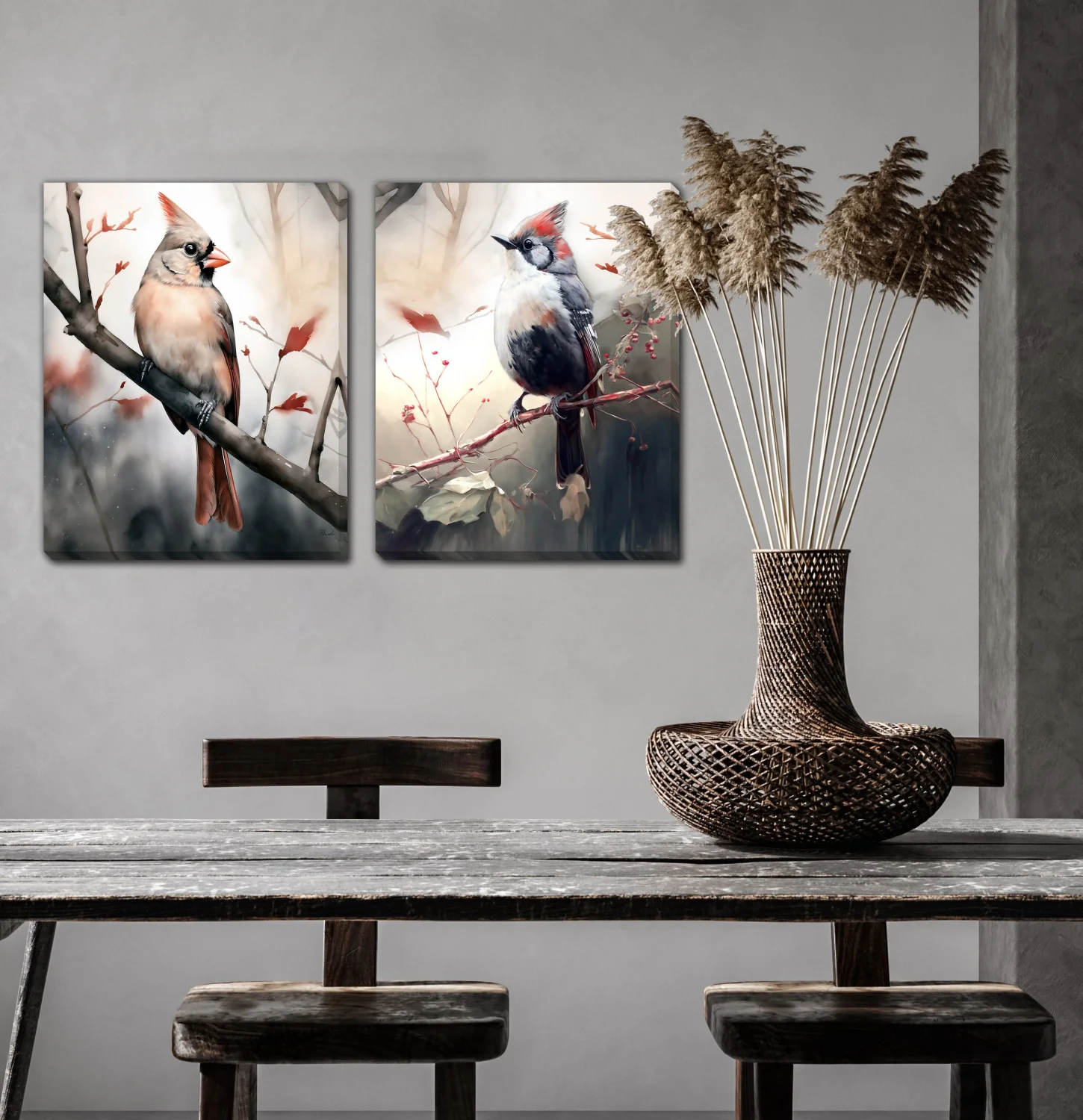 Cardinals Wall Art - Red/Neutral - 16 X 20 - Set of Two - Image 2