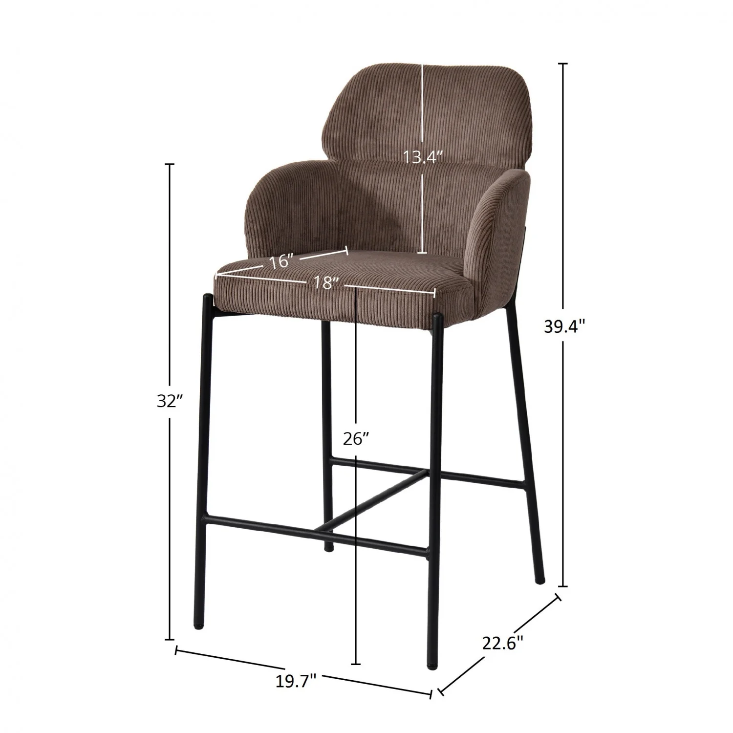 Celon Counter Stool - Corduroy Brown - Set of Two - Image 3