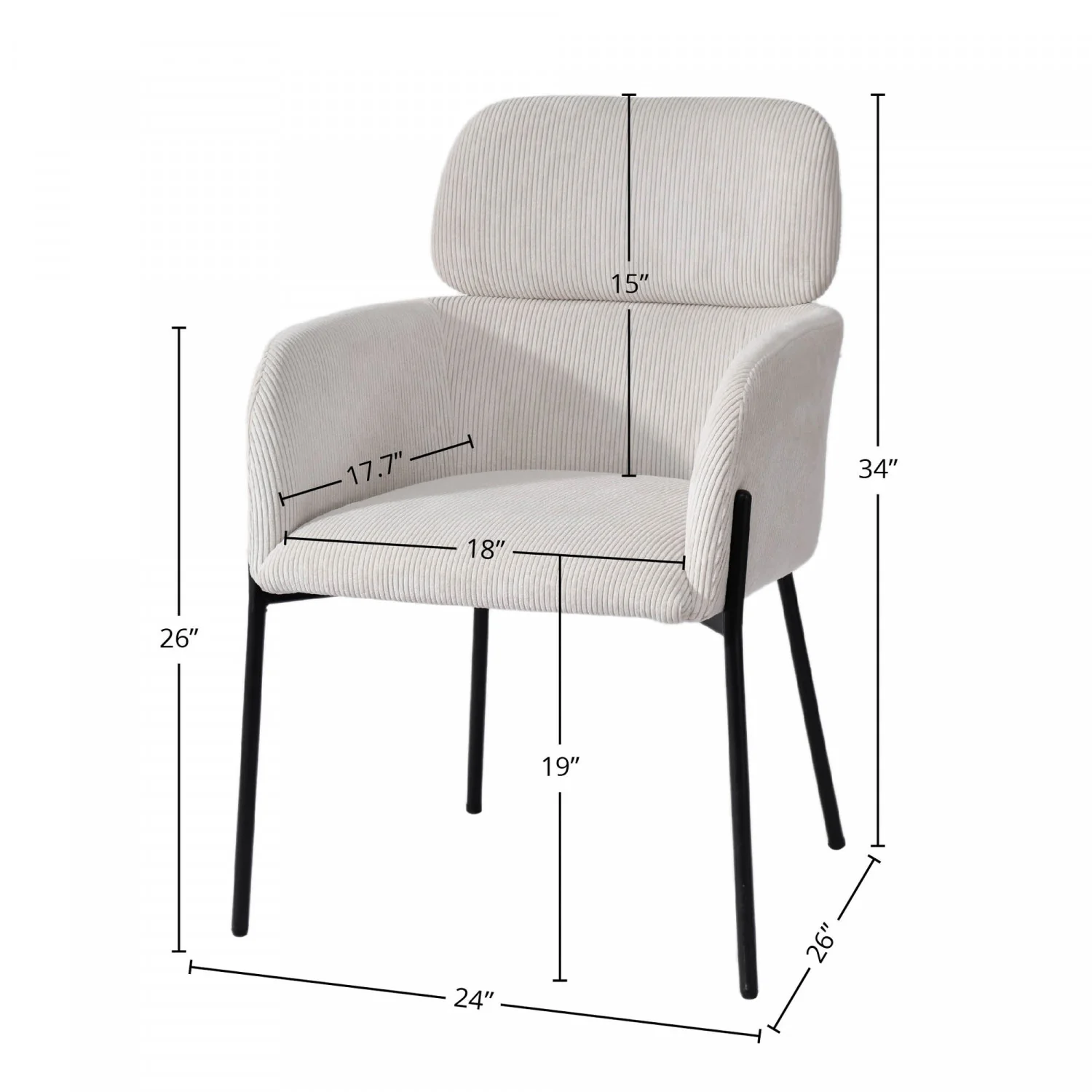 Celon Dining Chair - Corduroy White - Image 2