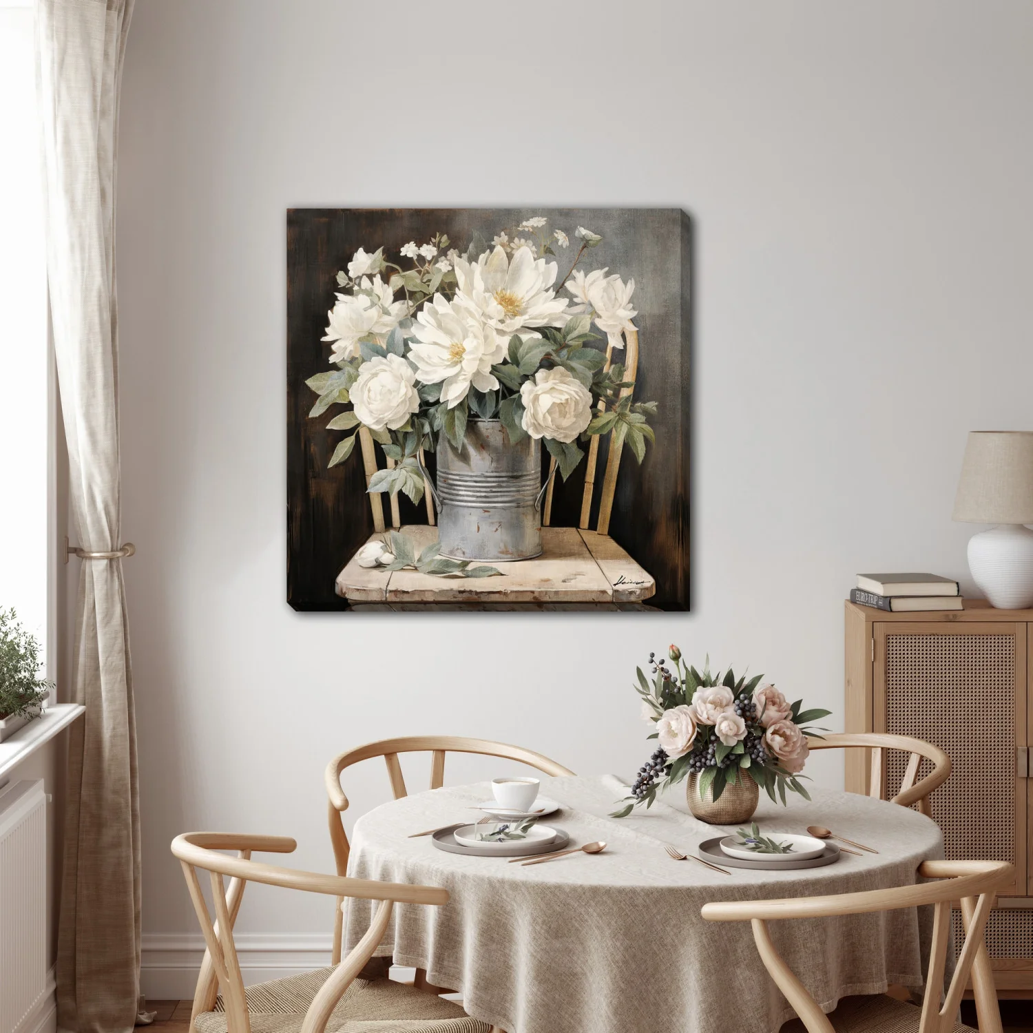 Chairside Charm Wall Art - White/Brown - 30 X 30 - Image 2