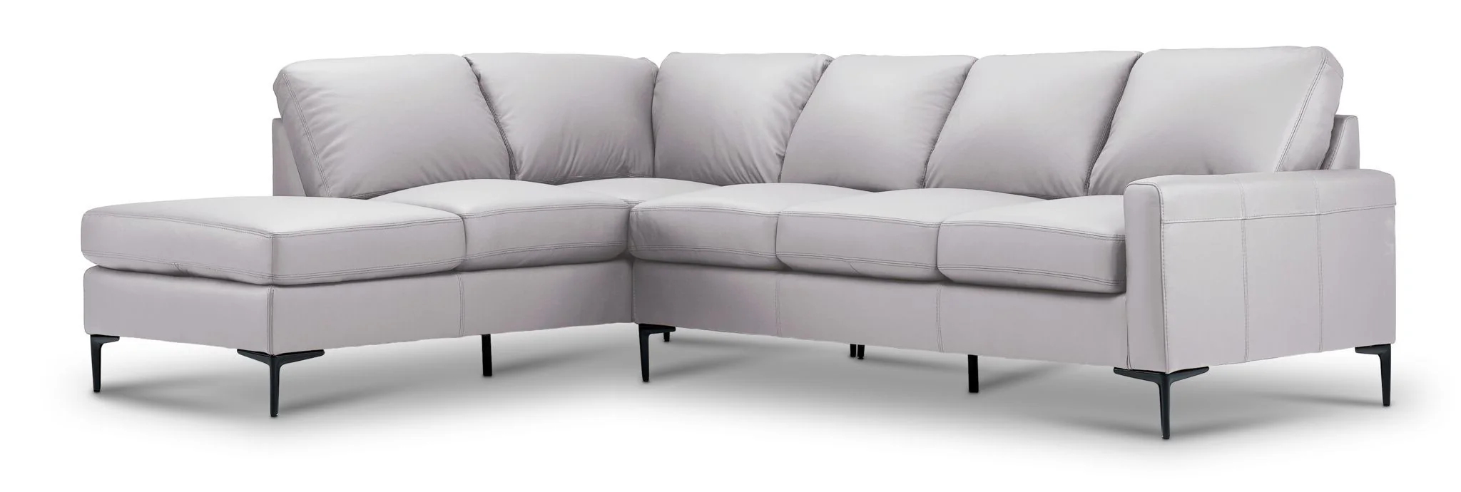 Chito Leather 2-Piece Sectional with Left Facing Chaise - Cloud Grey - Image 4