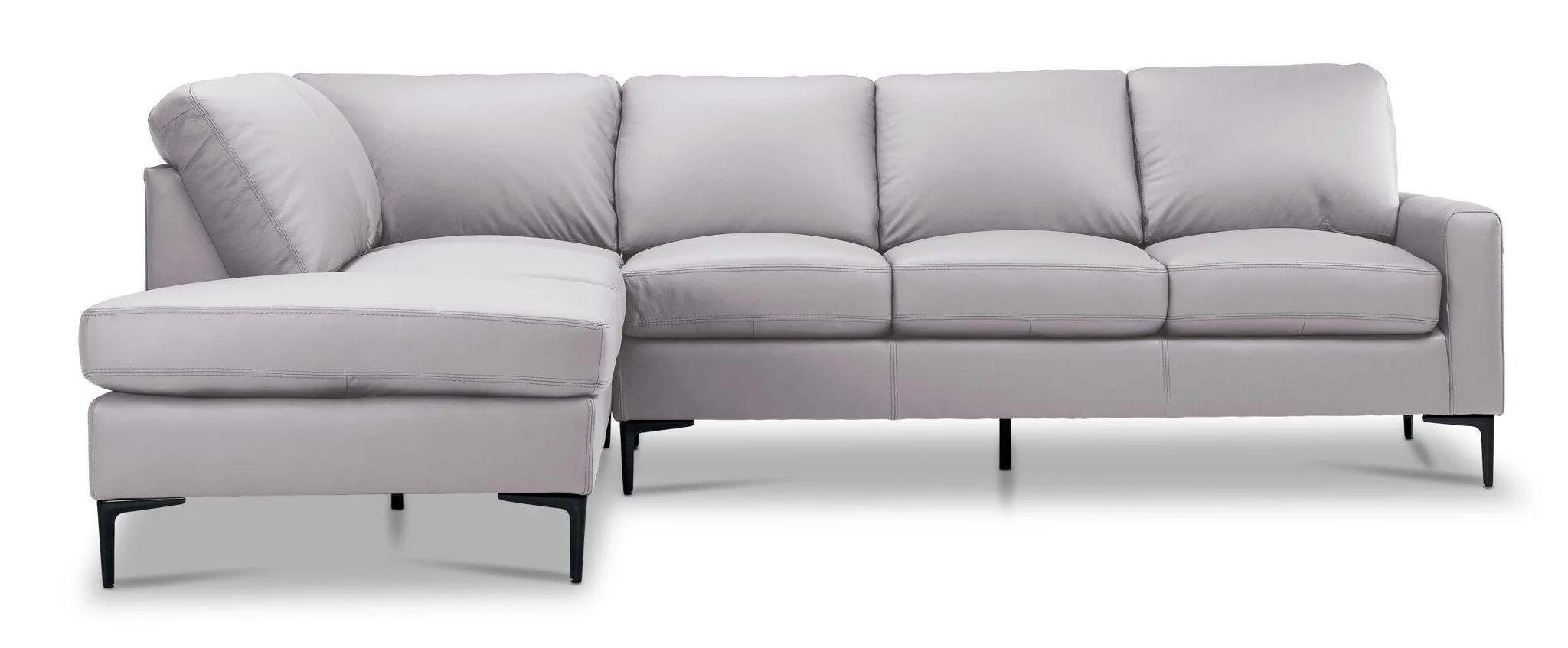 Chito Leather 2-Piece Sectional with Left Facing Chaise - Cloud Grey - Image 5