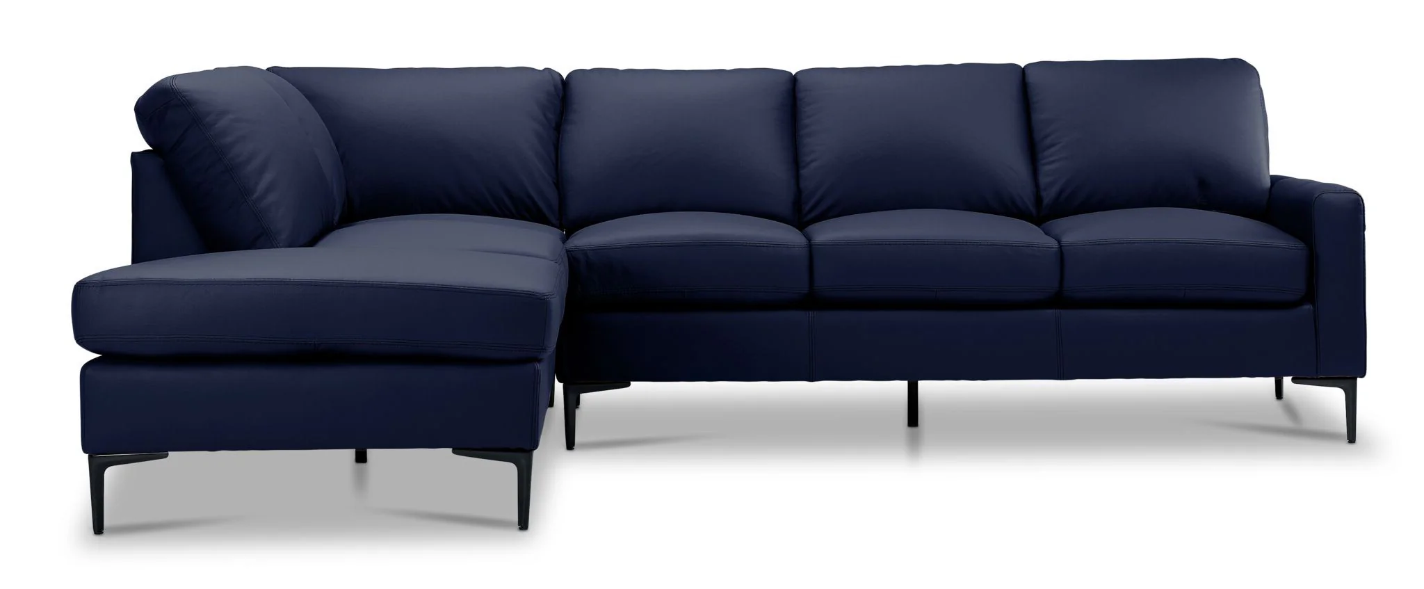 Chito Leather 2-Piece Sectional with Left Facing Chaise - Navy - Image 5