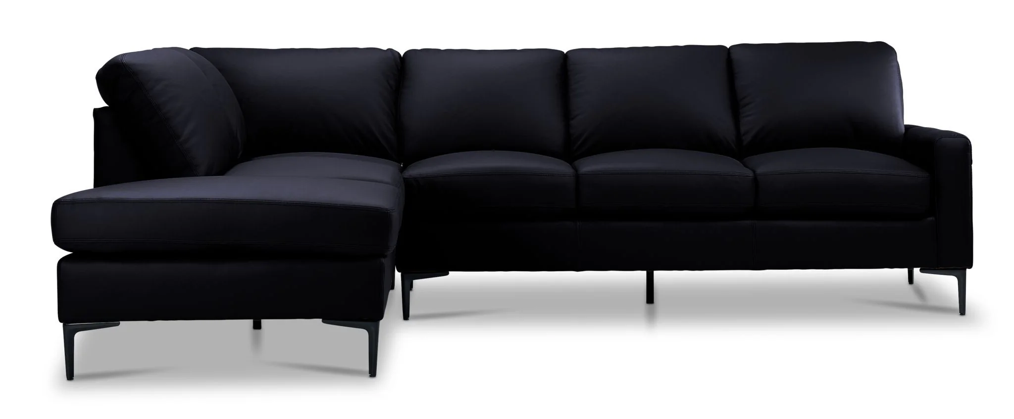 Chito Leather 2-Piece Sectional with Left Facing Chaise - Raven - Image 5