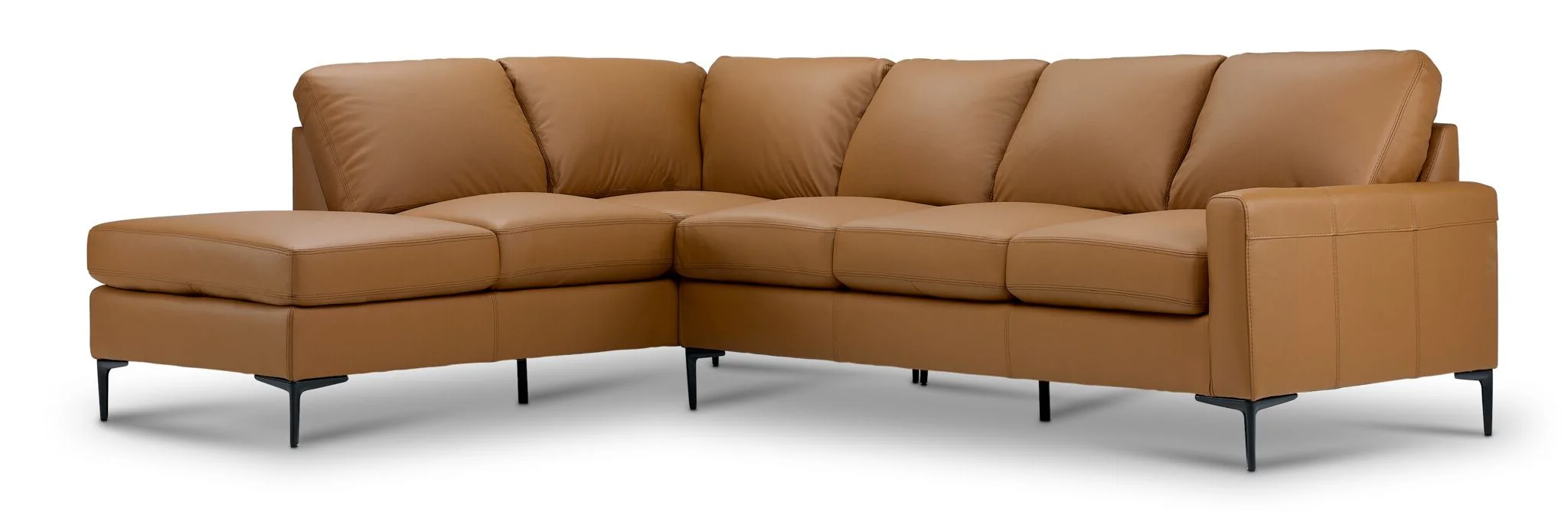 Chito Leather 2-Piece Sectional with Left Facing Chaise - Saddle - Image 3