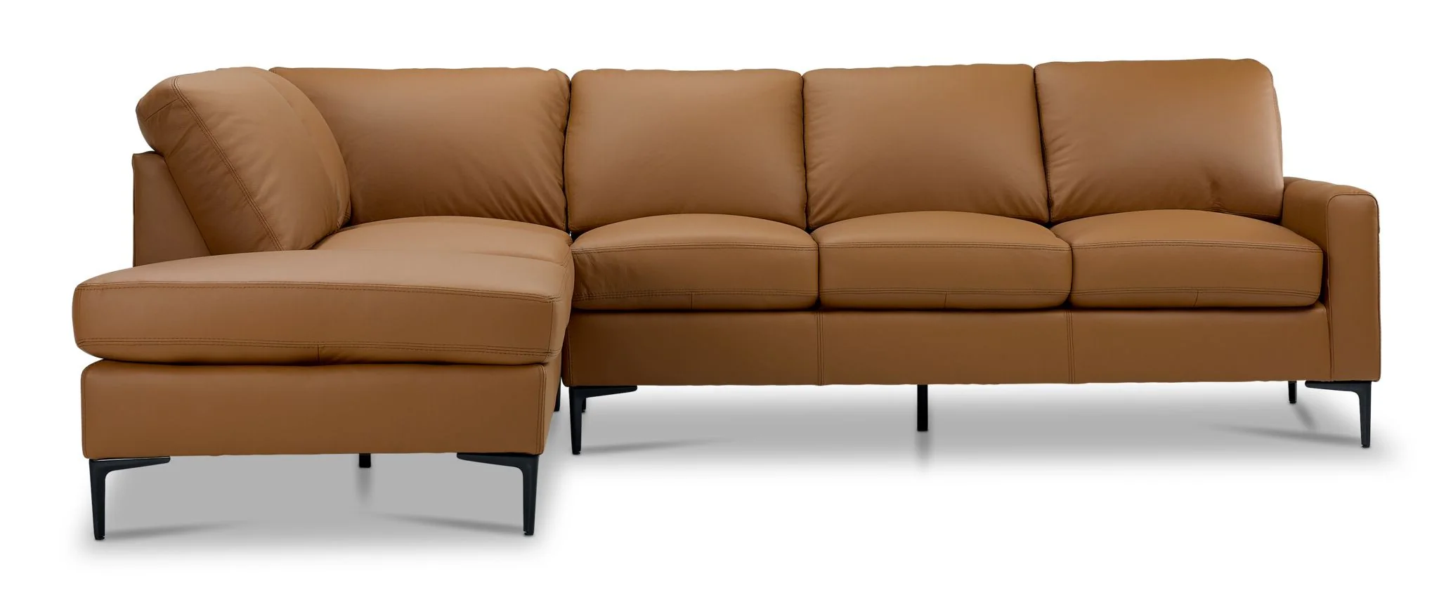 Chito Leather 2-Piece Sectional with Left Facing Chaise - Saddle - Image 4