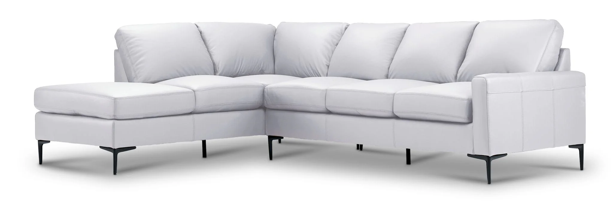 Chito Leather 2-Piece Sectional with Left Facing Chaise - Silver Grey - Image 4