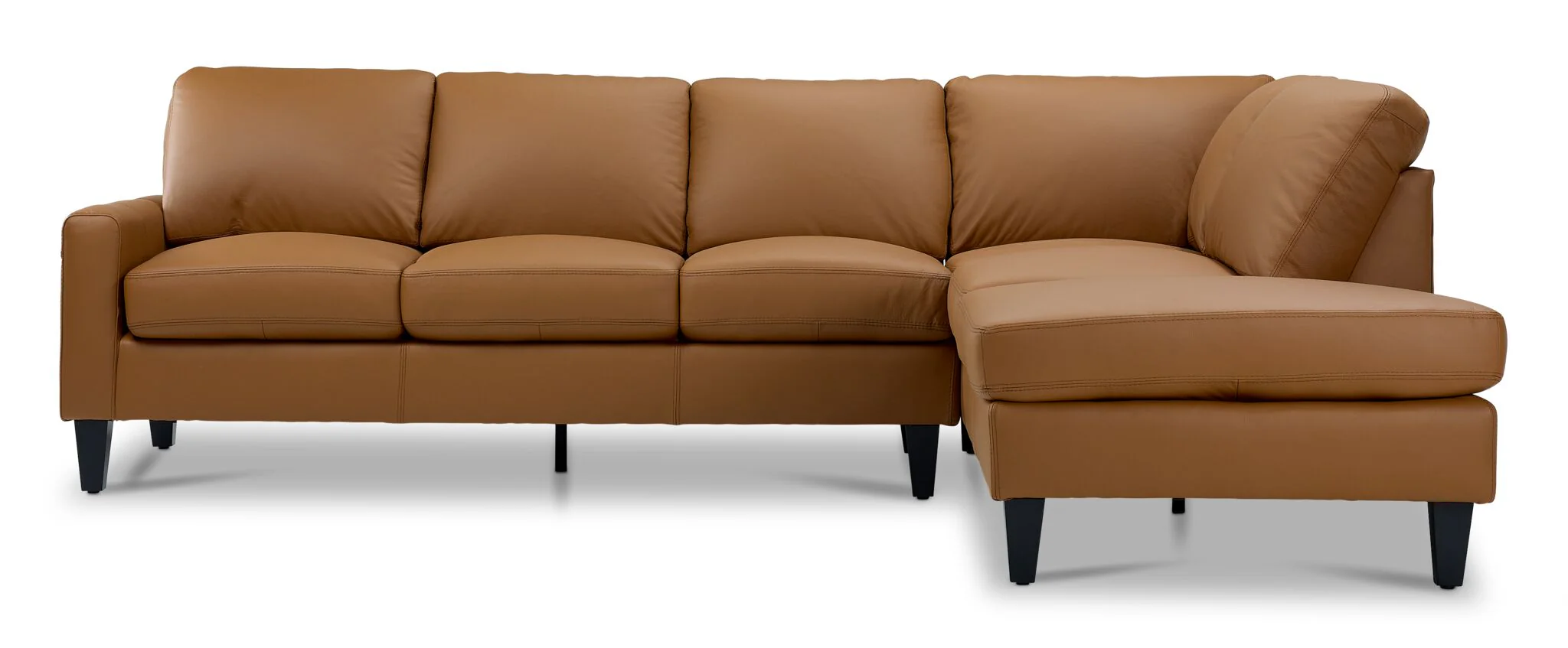Chito Leather 2-Piece Sectional with Right Facing Chaise - Saddle - Image 2
